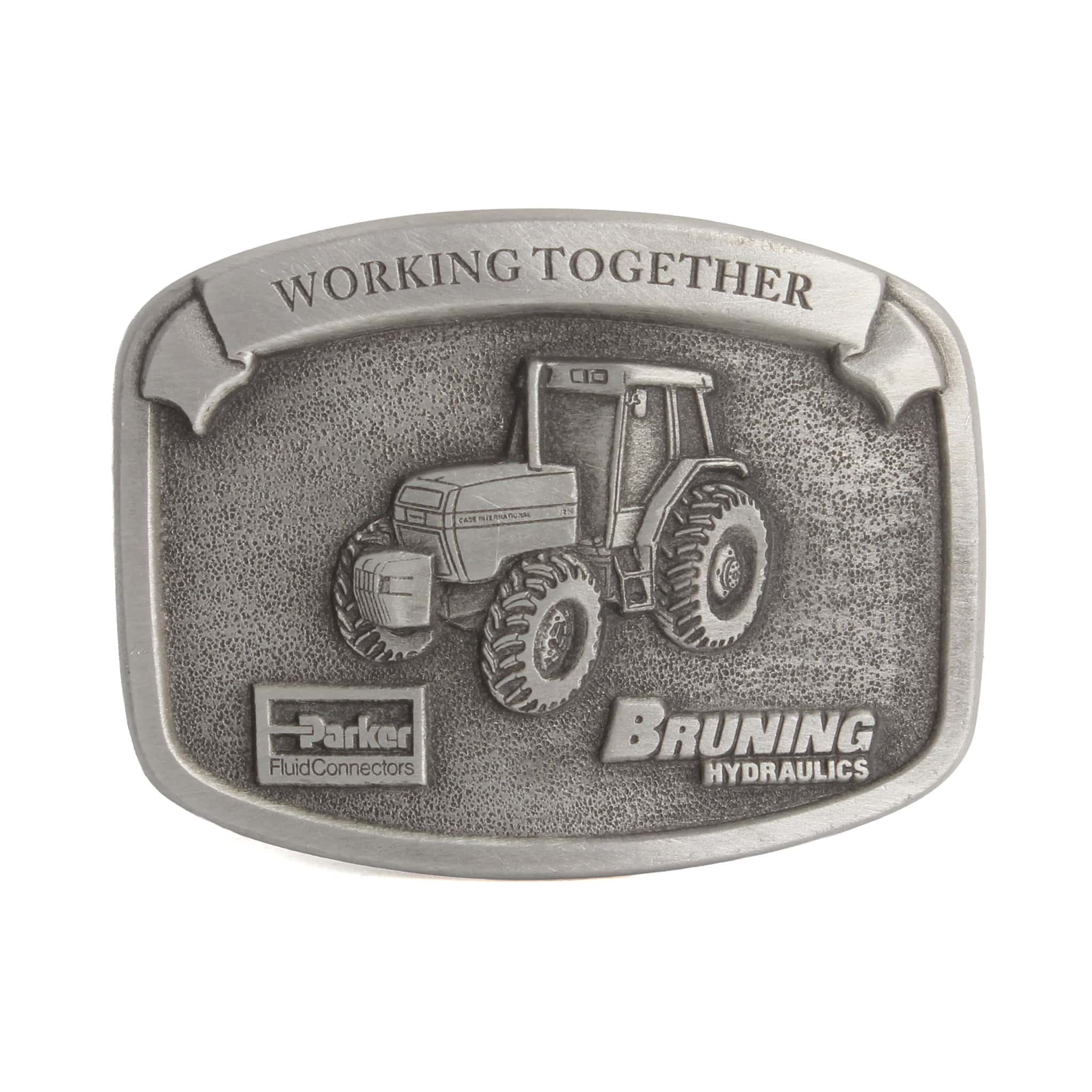 1993 Case IH Parts Trade Fair Bruning Hydraulics & Parker Connections Tractor Pewter Belt Buckle by SpecCast