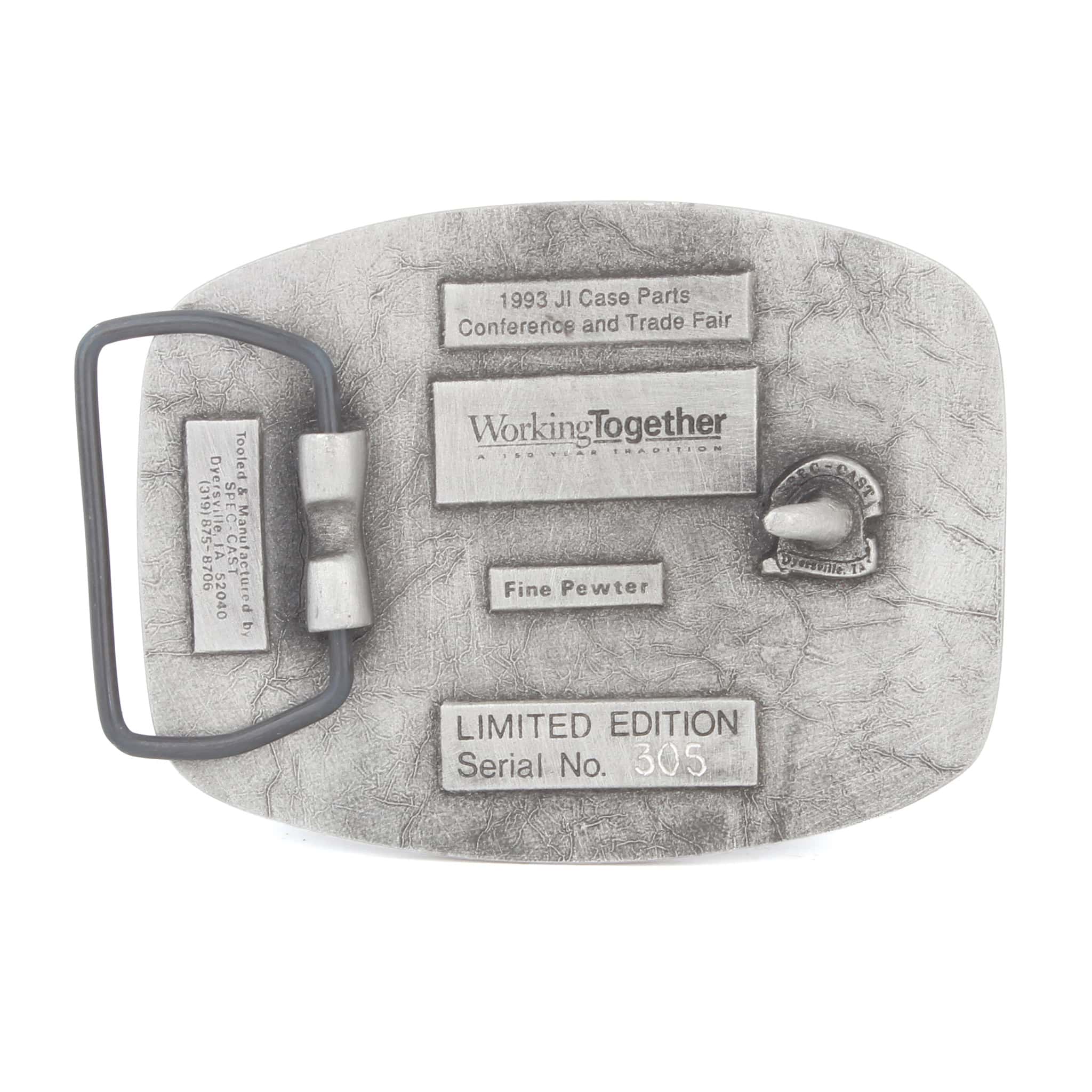 1993 Case IH Parts Trade Fair Bruning Hydraulics & Parker Connections Tractor Pewter Belt Buckle by SpecCast - Image 2