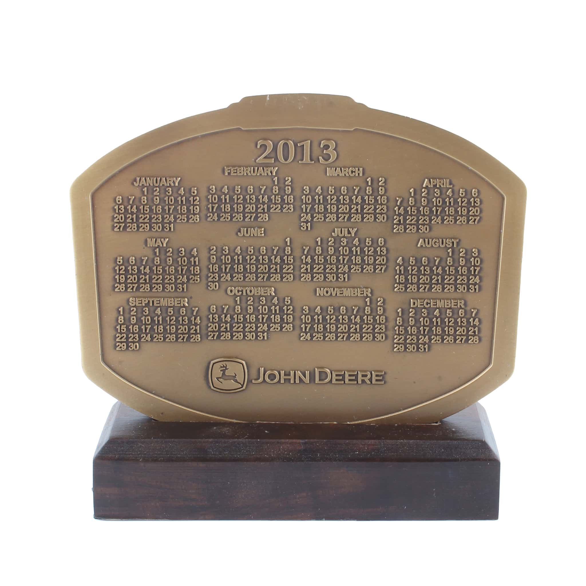 2013 John Deere Brass Calendar Medallion, Past & Present, 7280R Tractor & Steel Plow - Image 2