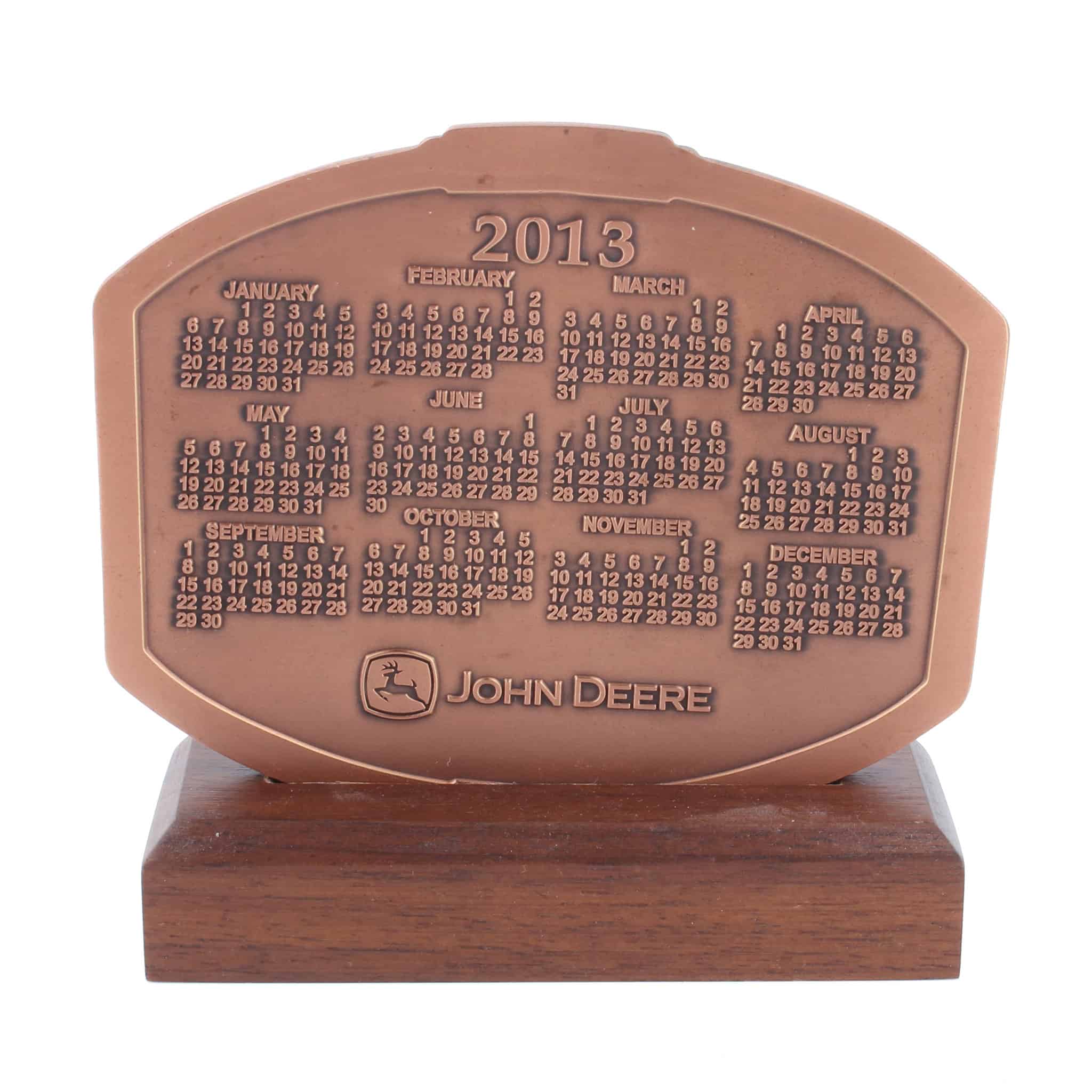 2013 John Deere Copper Calendar Medallion, Past & Present, 7280R Tractor & Steel Plow - Image 2