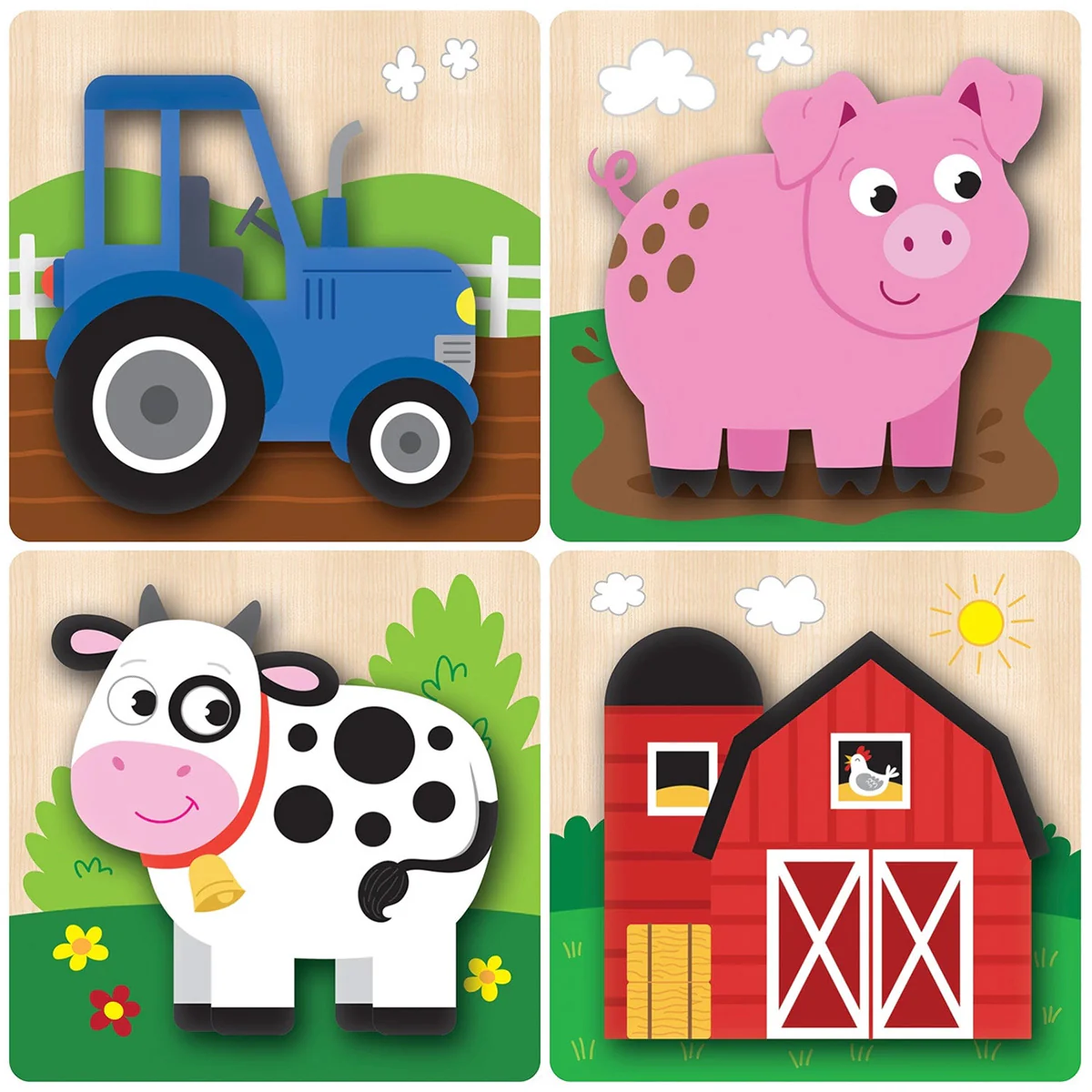 4-pack of Chunky Wood Farm Puzzles - Image 2