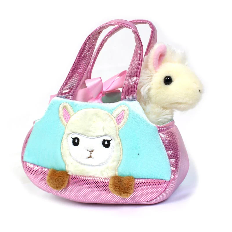 7" Peek-a-boo Llama Pet Carrier Fancy Pals Plush Animal Purse by Aurora