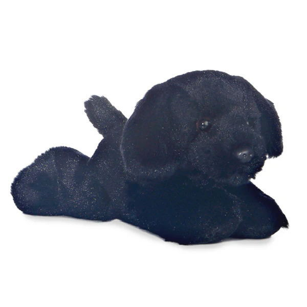 8in Blackie Black Labrador Mini Flopsie Plush Animal By Aurora