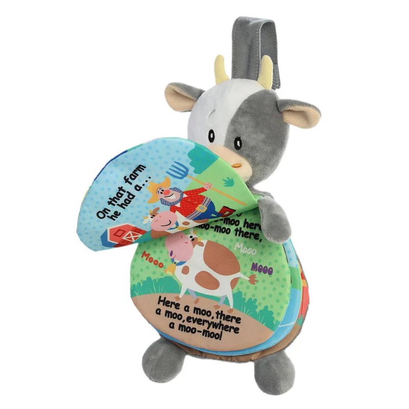 9" Old MacDonald Cow Story Pals Soft Books Plush Animal By Ebba - Image 2