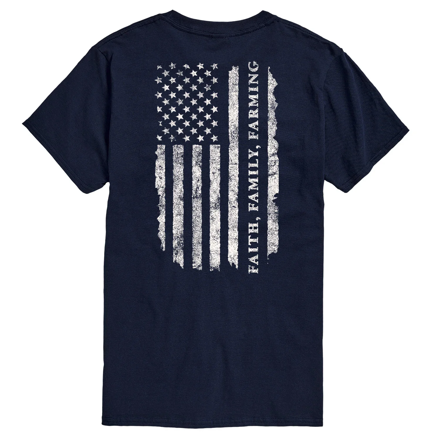 Adult IH Faith Family Farming Flag Navy Blue Short Sleeve T-Shirt - Image 3