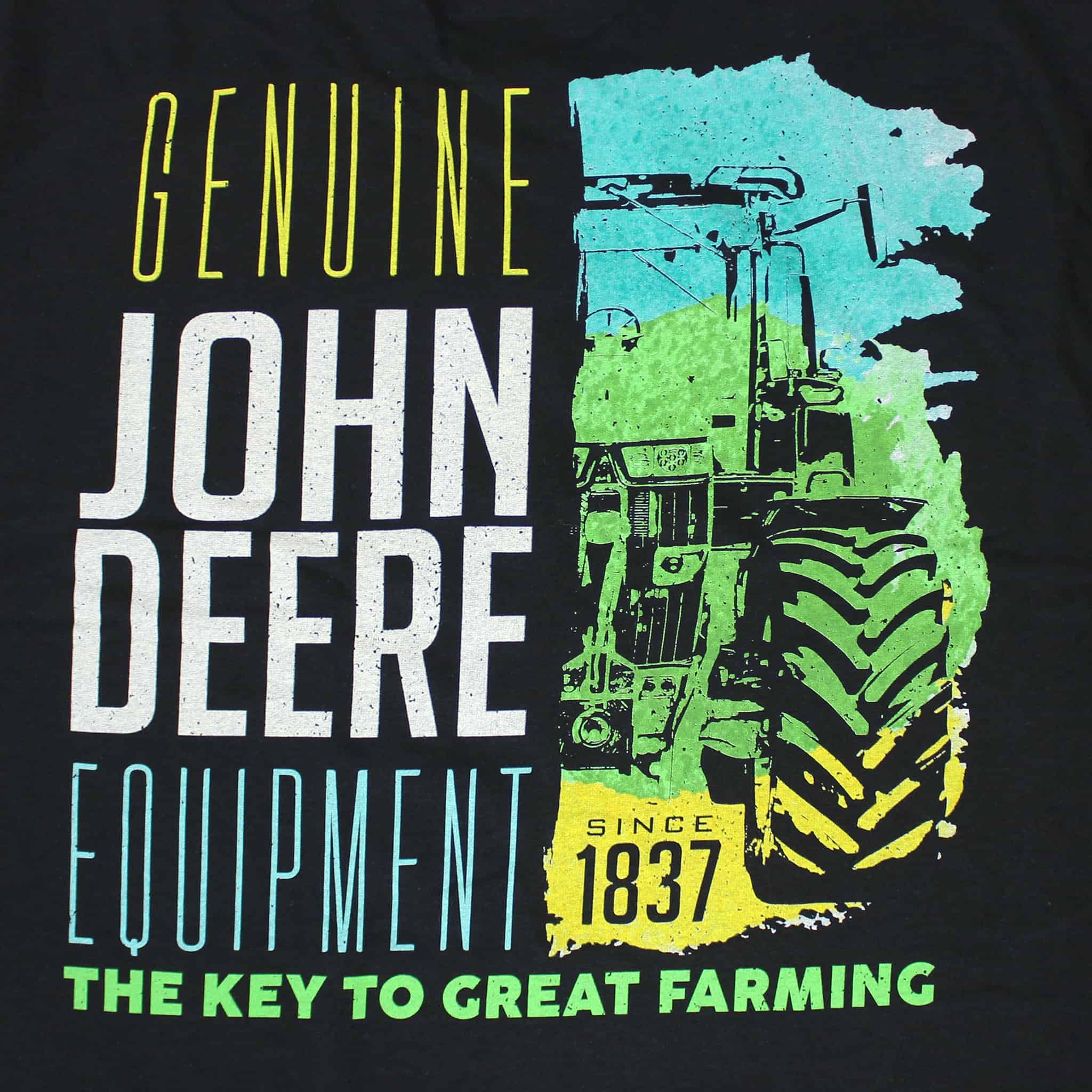Adult John Deere The Key to Great Farming Black Short Sleeve T-Shirt - Image 3