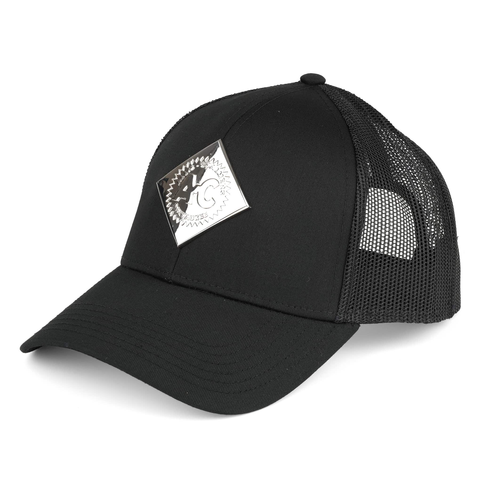 Allis Chalmers Starburst Liquid Metal Logo Black Mesh Back Hat