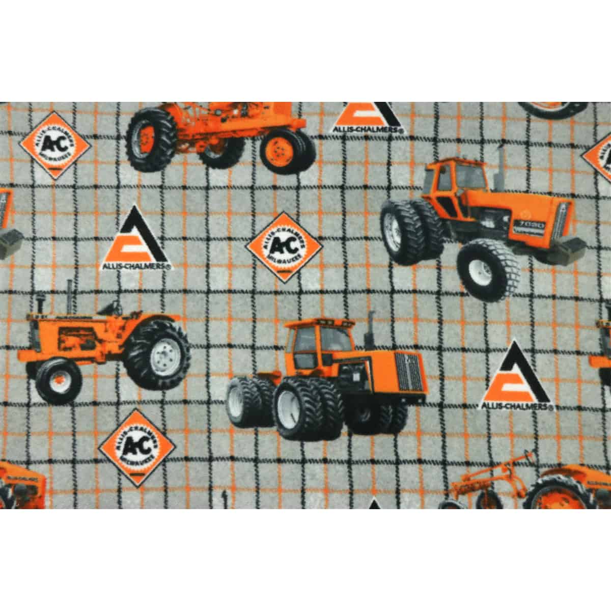Allis Chalmers Tractors & Logos Gray Plaid 62in x 72in Fleece Blanket - Image 2