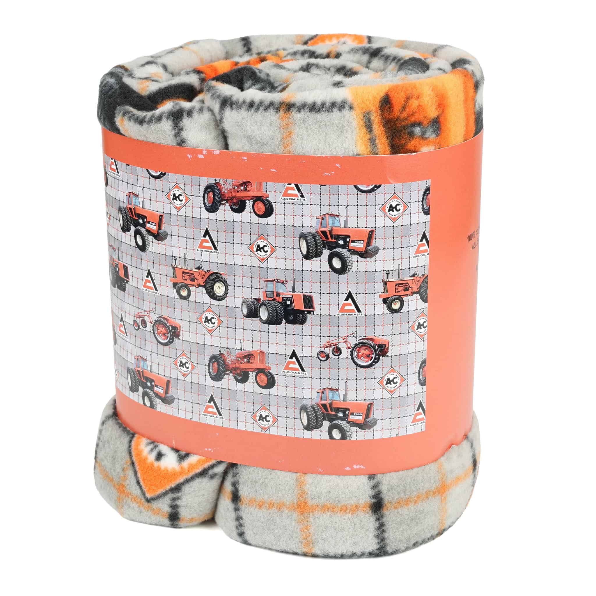 Allis Chalmers Tractors & Logos Gray Plaid 62in x 72in Fleece Blanket - Image 3