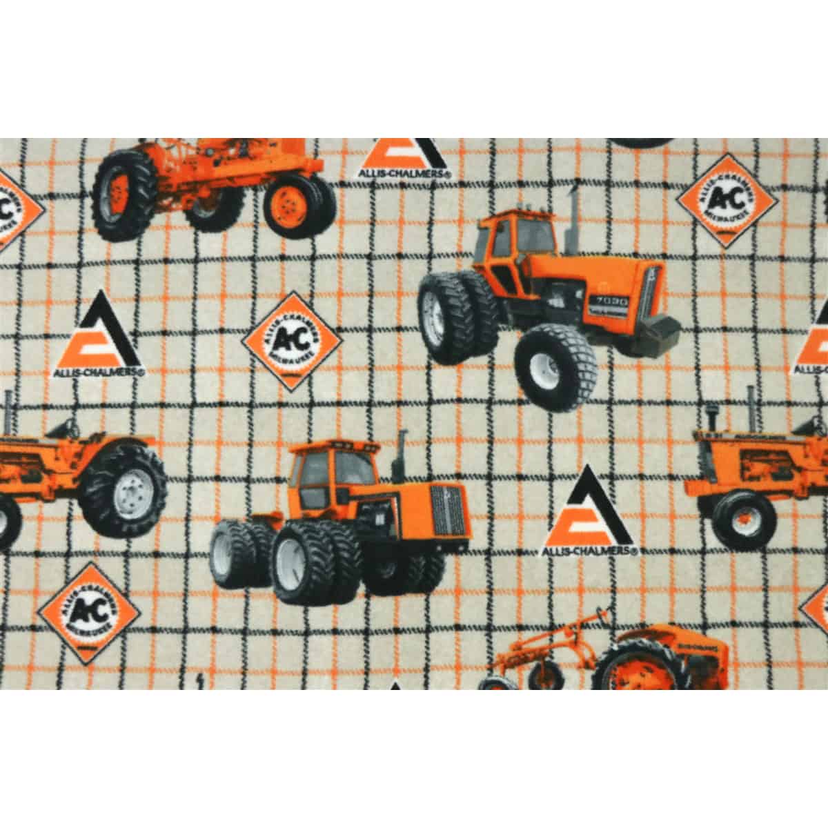 Allis Chalmers Tractors & Logos Tan Plaid 62in x 72in Fleece Blanket - Image 2
