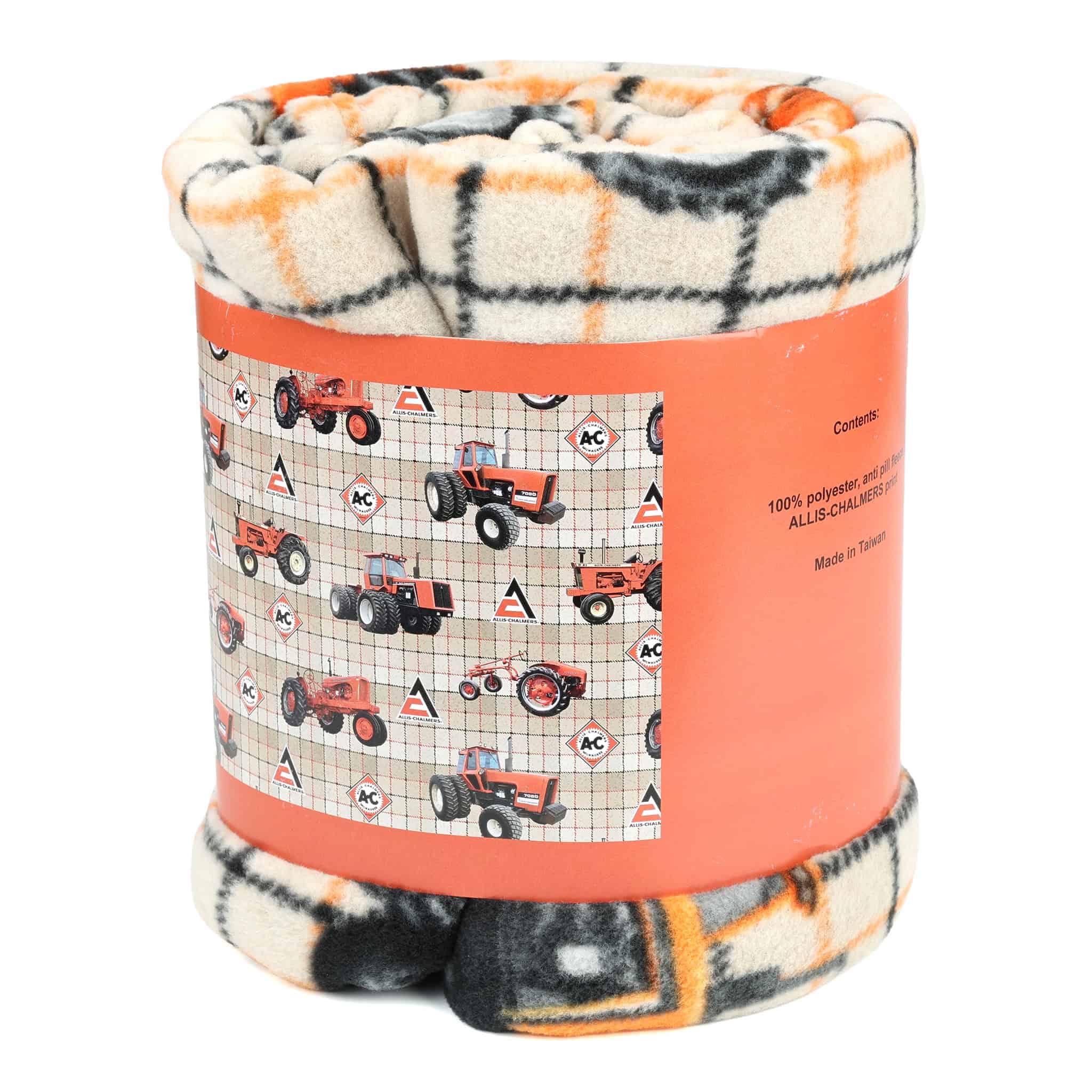 Allis Chalmers Tractors & Logos Tan Plaid 62in x 72in Fleece Blanket - Image 3