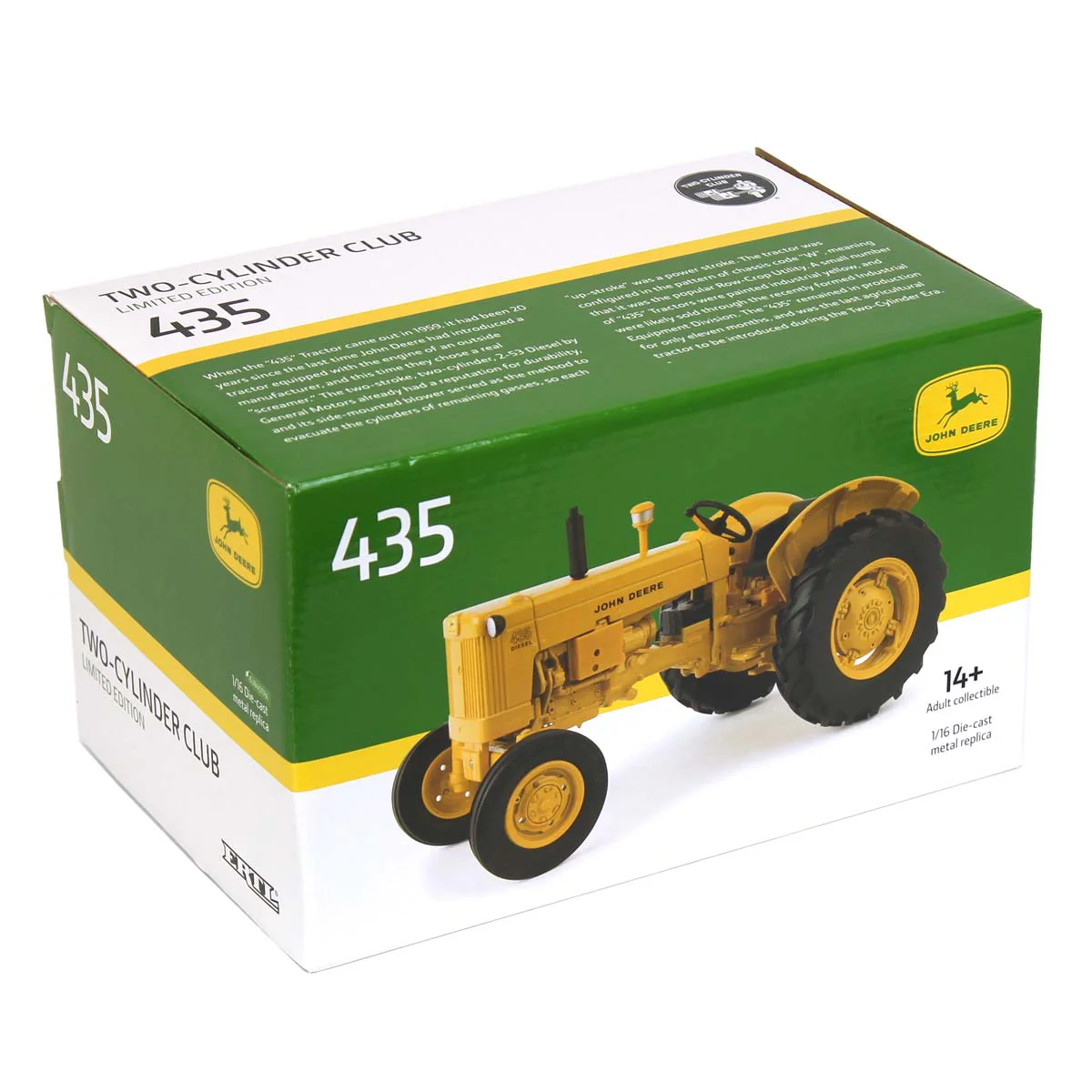 Award Version ~ 1/16 John Deere Industrial Yellow 435 Tractor by ERTL, 2019 Two Cylinder Club - Image 8