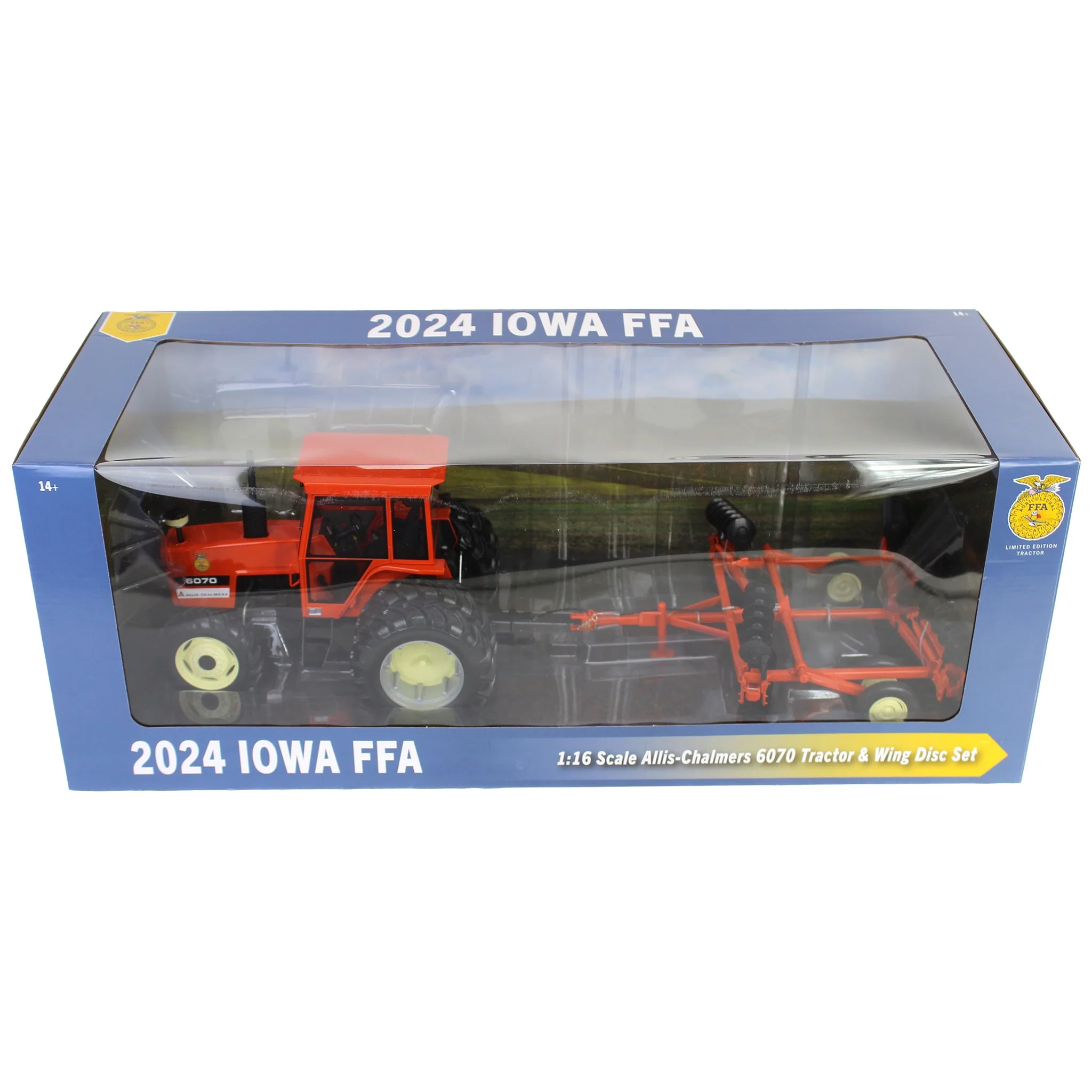 (B&D) 1/16 Allis Chalmers 6070 Tractor with FWA, Rear Duals & Orange Wing Disc, 2024 Iowa FFA Limited Edition - Damaged Box - Image 6