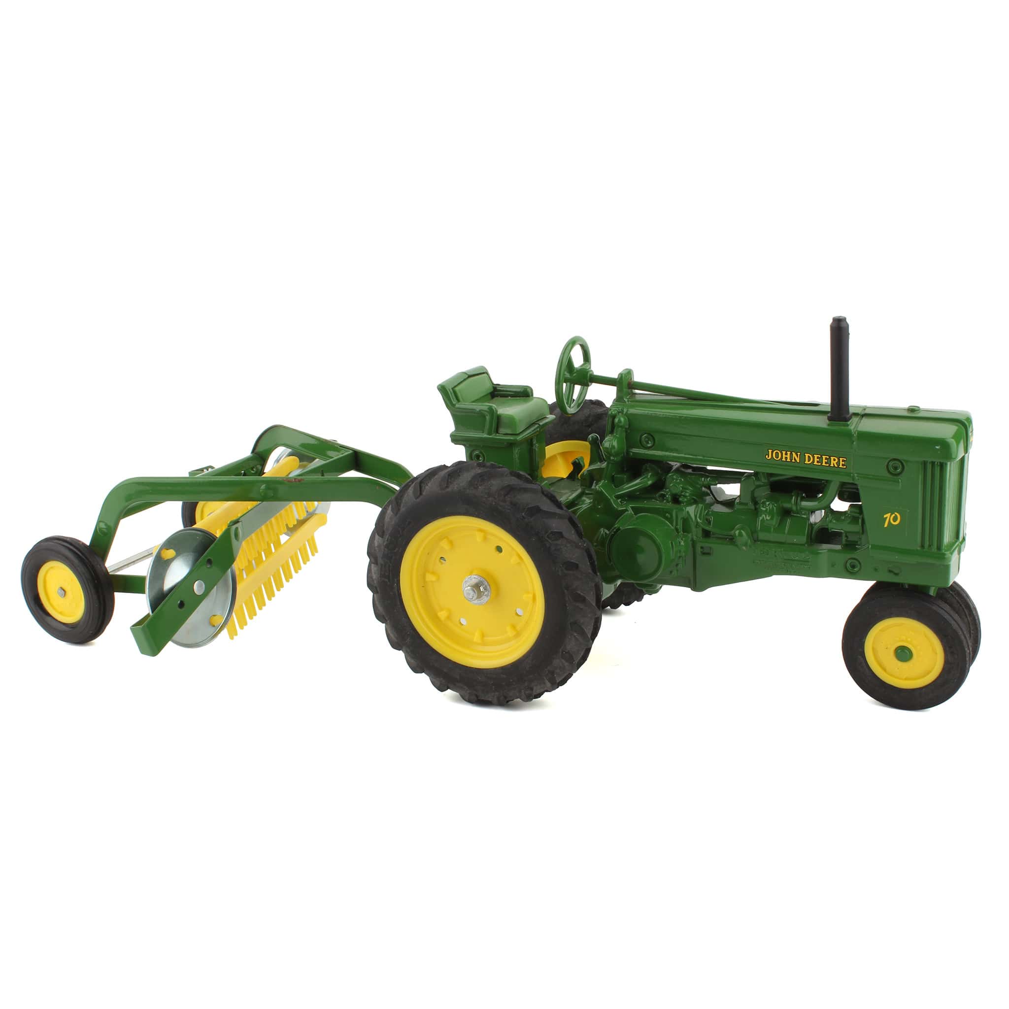 (B&D) 1/16 John Deere 70 Narrow Front Tractor with Hay Rake, Made in the USA by ERTL - Damaged Item, No Box - Image 2