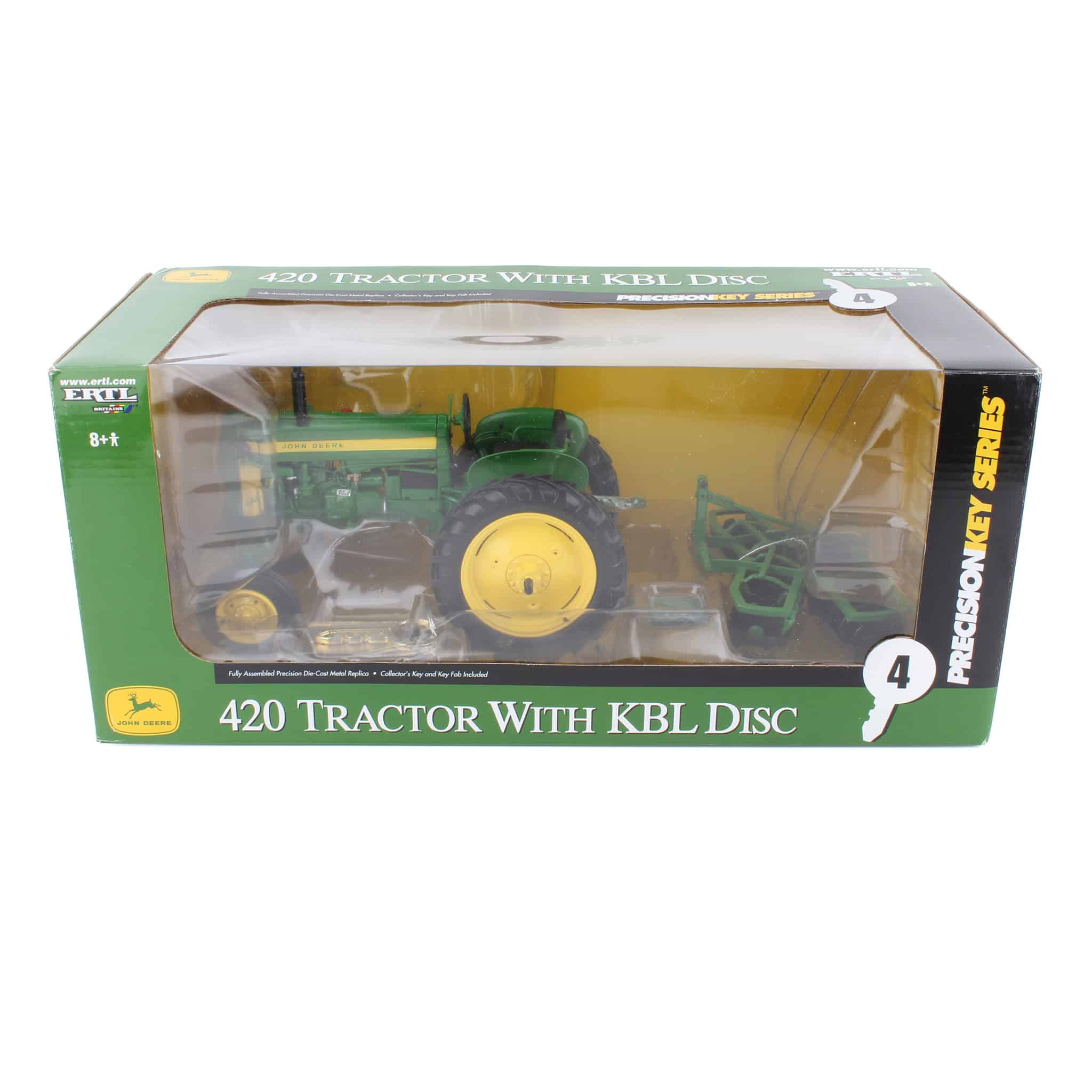 (B&D) 1/16 John Deere 420 Tractor with 4 Gang Disc, ERTL Precision Key Series #4 - Damaged Item