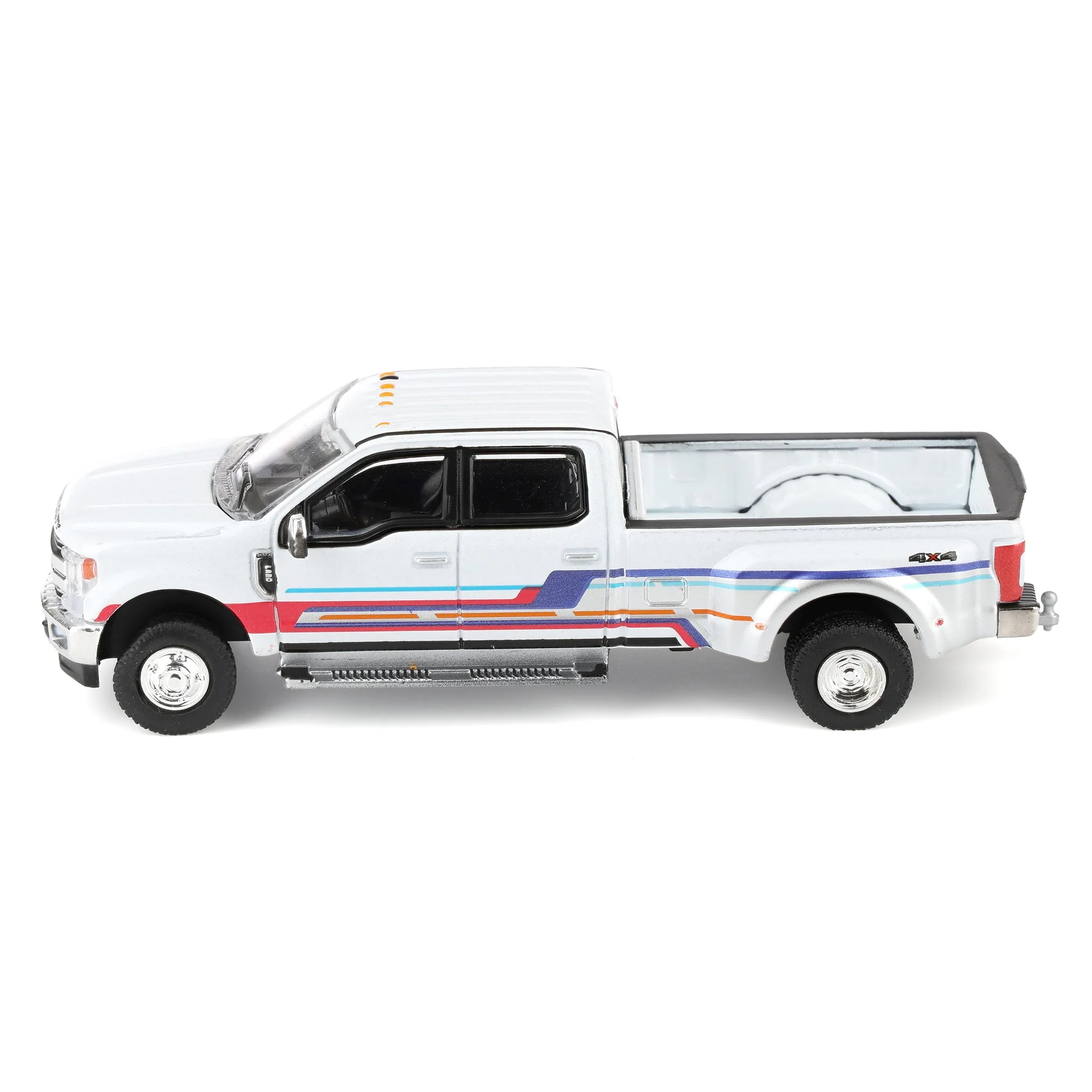 (B&D) 1/64 2019 Ford F-350 Lariat Dually, White with Custom Stripes, Dually Drivers Series 16 - Damaged Box - Image 5