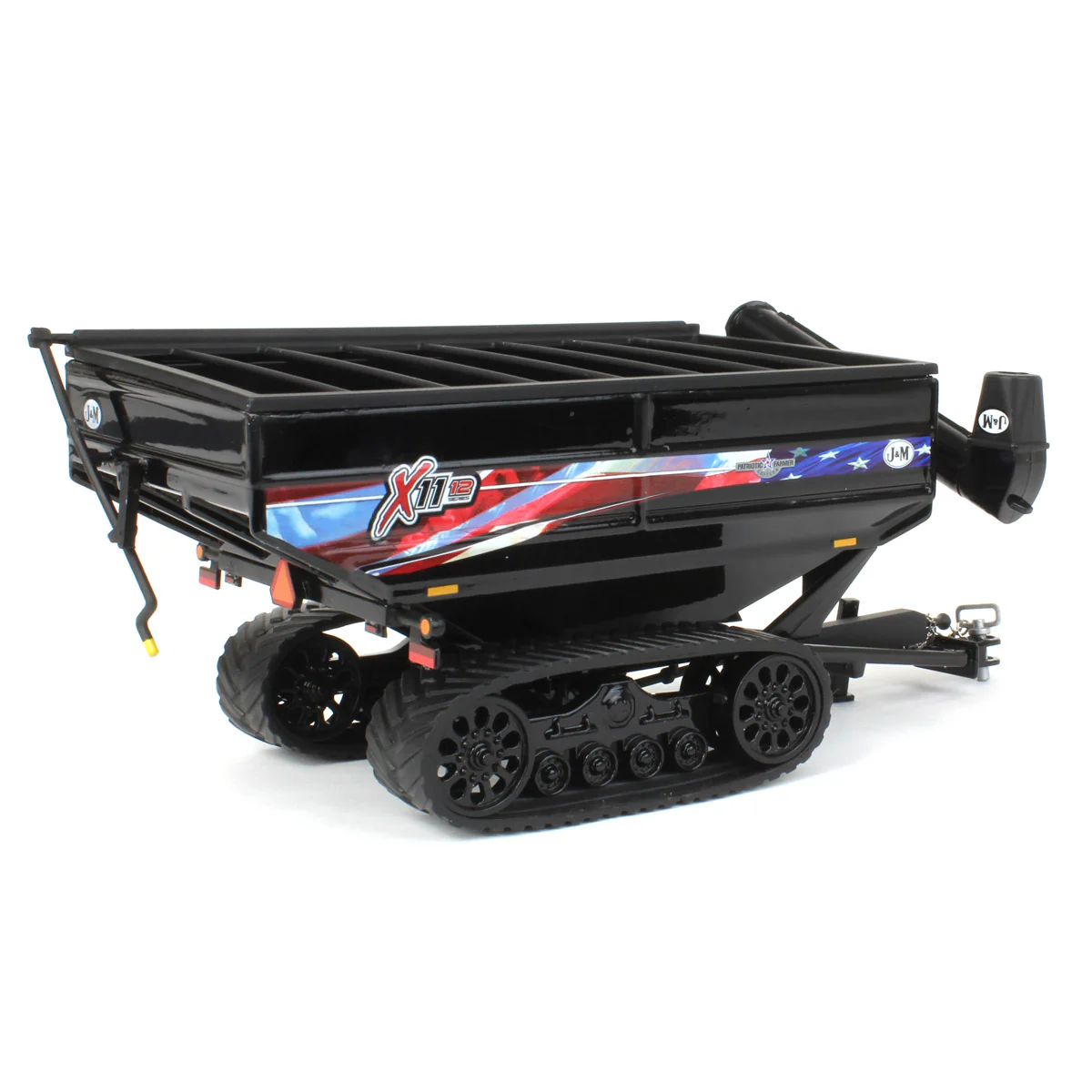 1/64 Black J&M 1112 X-Tended Reach Grain Cart with Tracks & American Flag Decoration by SpecCast - Image 3