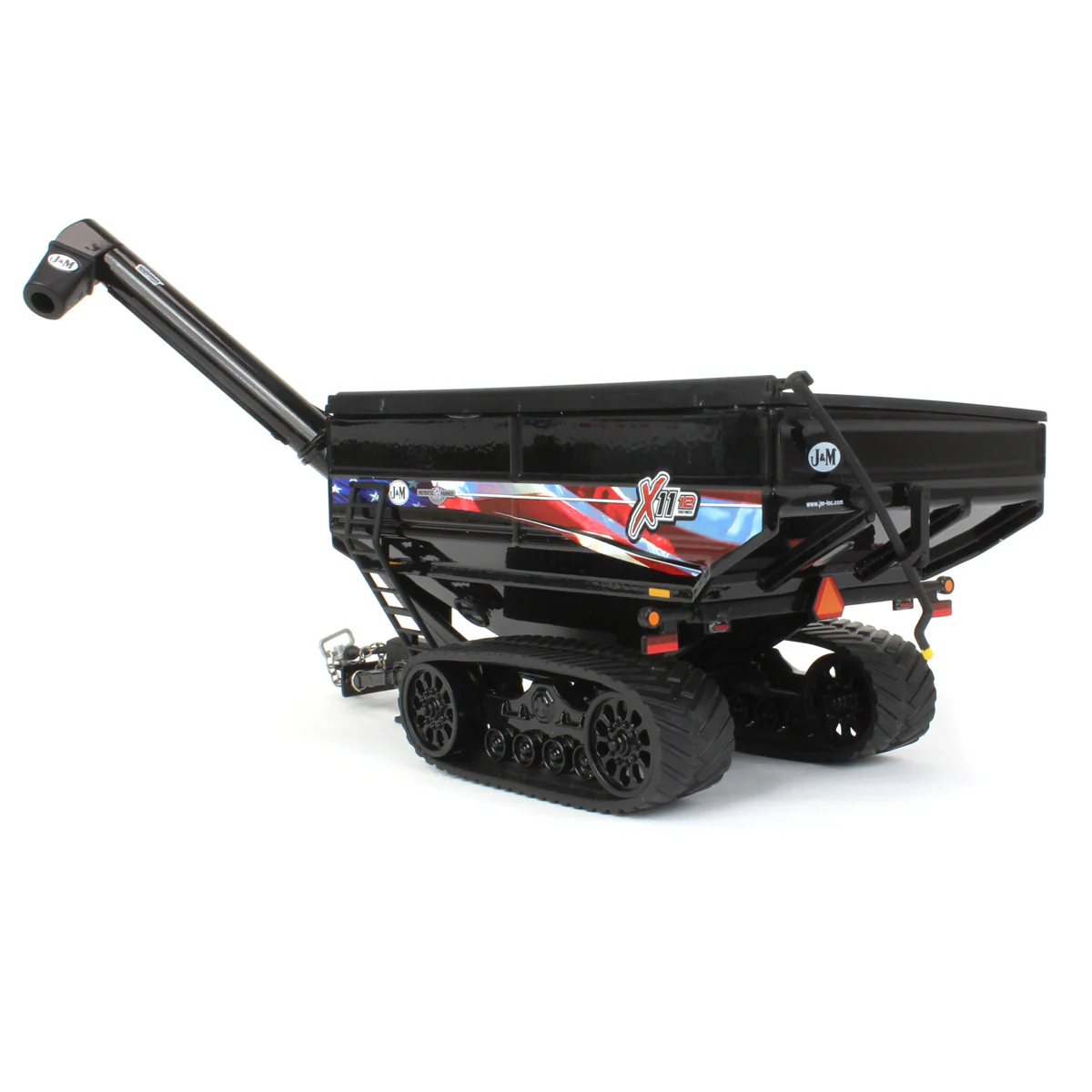 1/64 Black J&M 1112 X-Tended Reach Grain Cart with Tracks & American Flag Decoration by SpecCast - Image 4