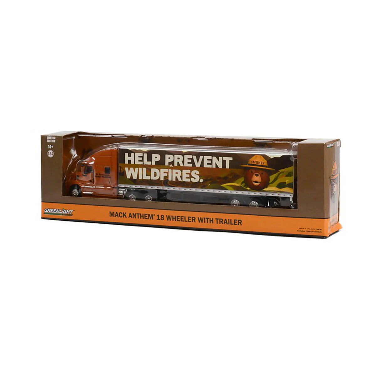 (B&D) 1/64 Mack Anthem 18 Wheeler Semi Truck, Smokey the Bear, ONLY YOU CAN PREVENT WILDFIRES - Damaged