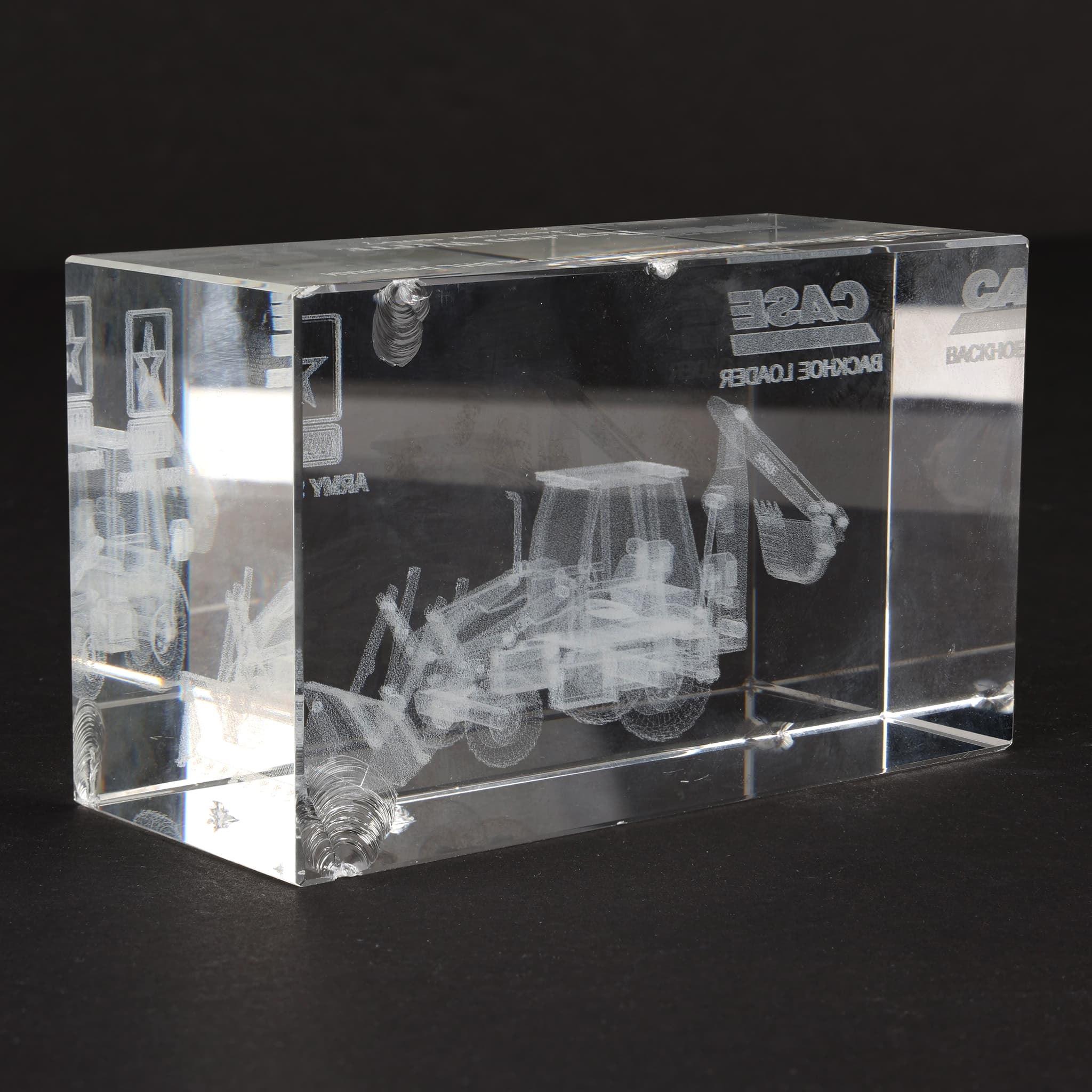 (B&D) Case Backhoe Loader 3D Etched Glass Paperweight - Damaged Item - Image 5