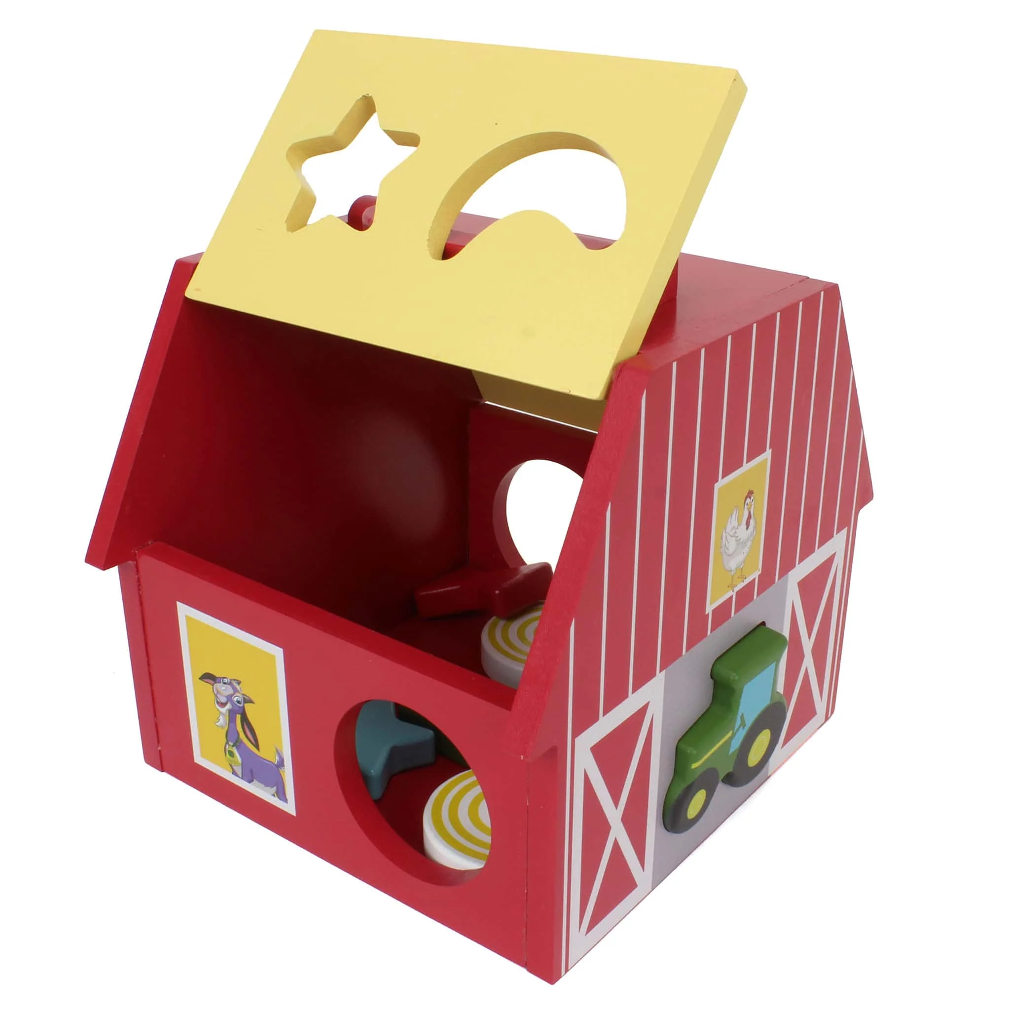 John Deere Wooden Barn Shape Sorter Toy - Image 3