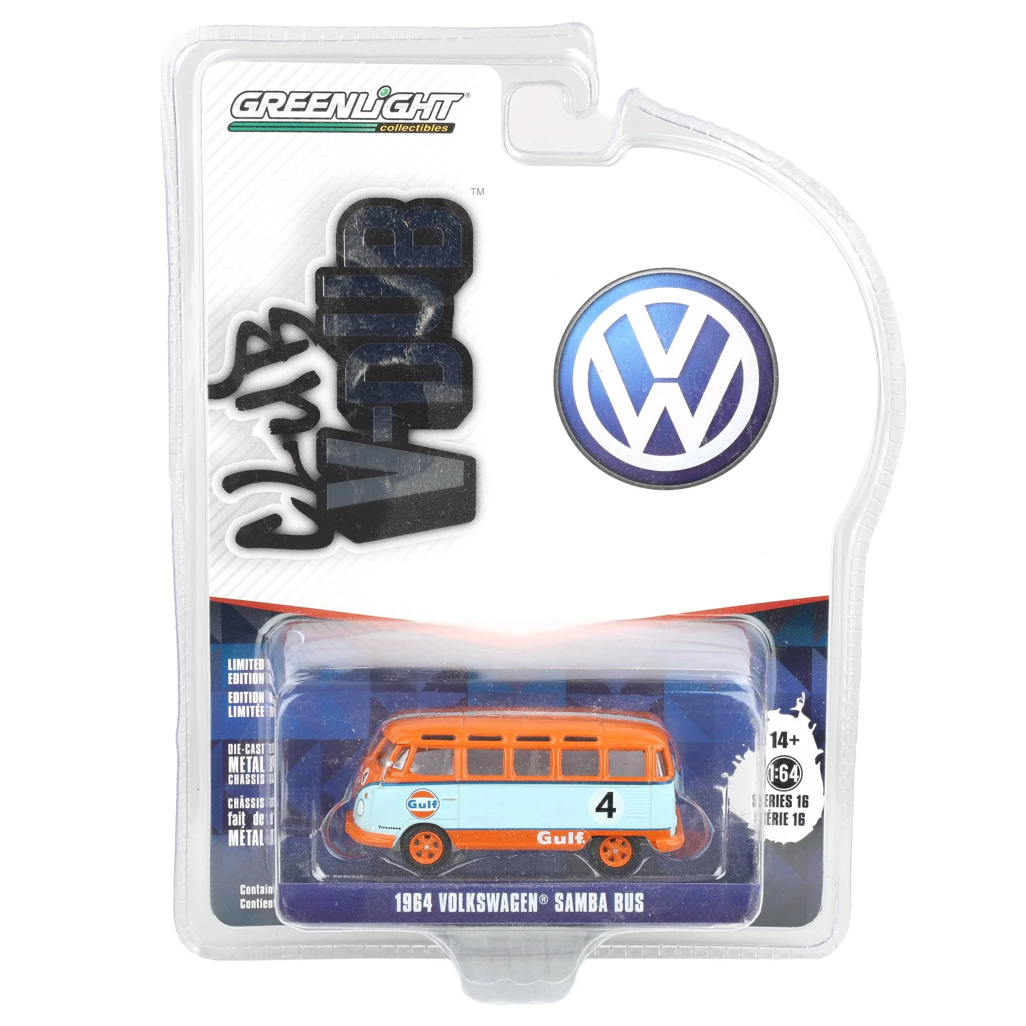 (B&D)1/64 1964 Volkswagen Samba Bus, Gulf Oil Racing #4, Club Vee-Dub Series 16-Damaged Box - Image 6