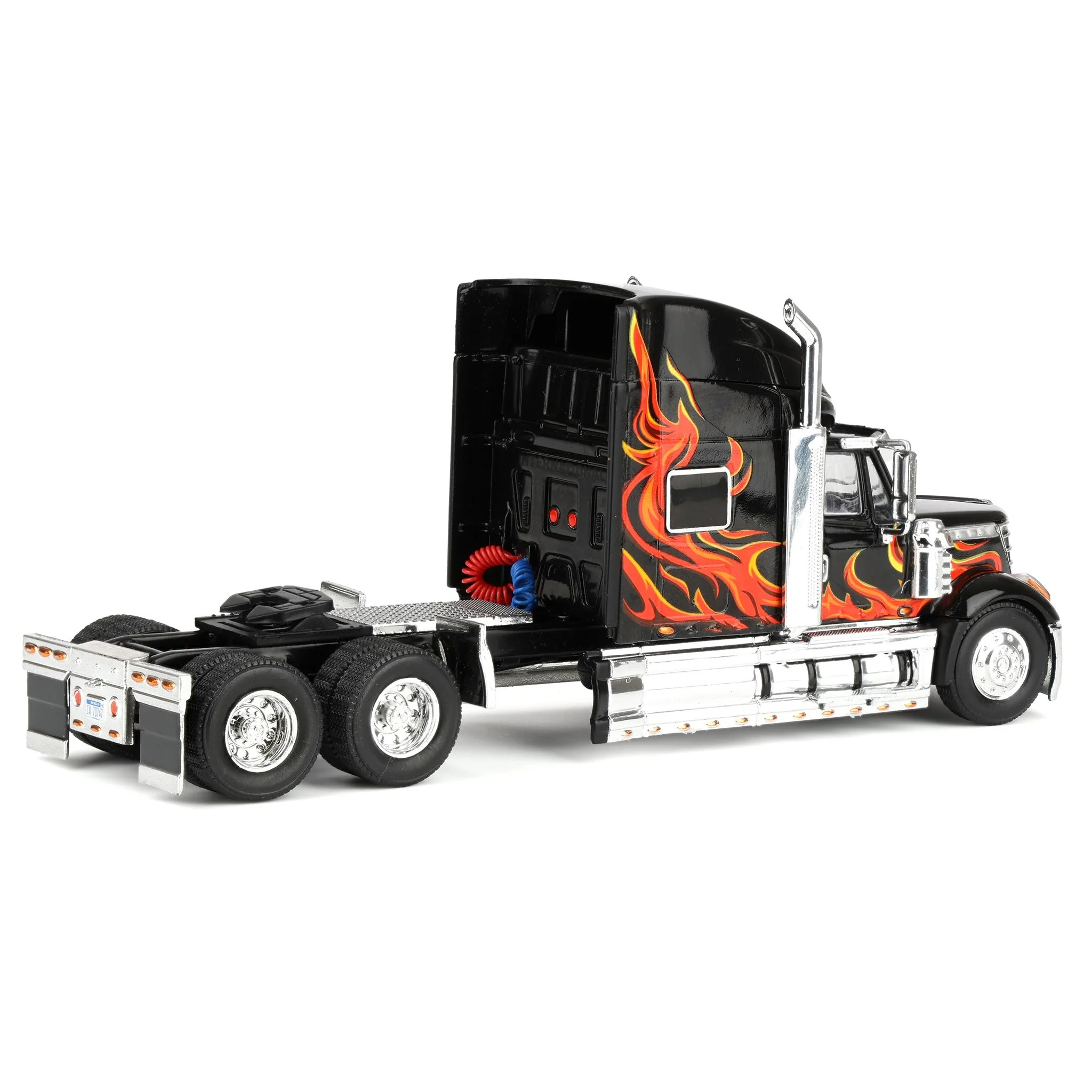 (B&D) 1/64 2010 International Lonestar Truck with High-Rise Sleeper by IXO America, Black with Flames - Damaged Box - Image 3