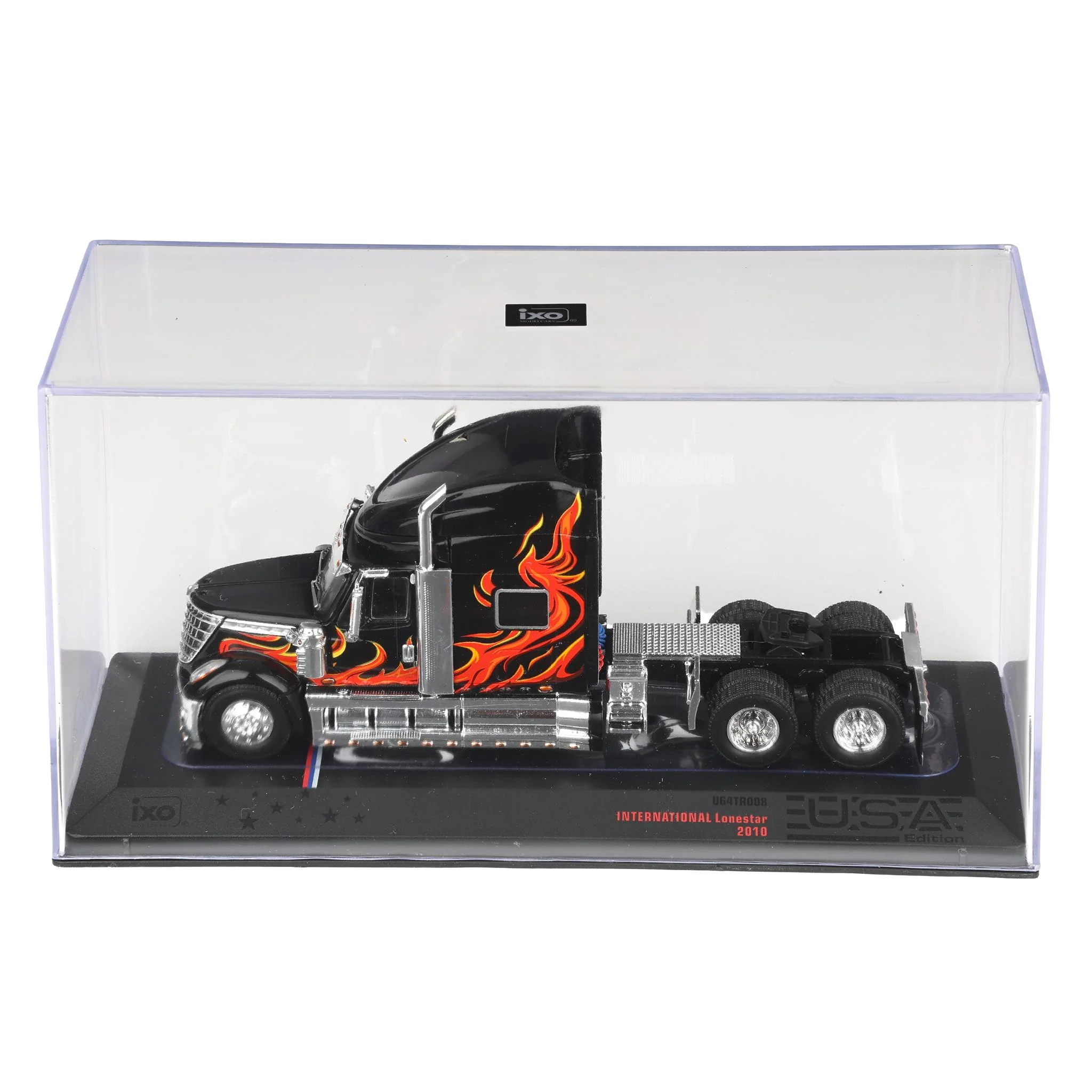 (B&D) 1/64 2010 International Lonestar Truck with High-Rise Sleeper by IXO America, Black with Flames - Damaged Box - Image 6