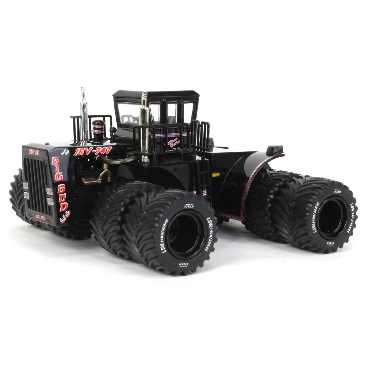 Black Edition ~ 1/64 Big Bud 16V-747 Silver Series Detroit 1100 HP Tractor with Titan Goodyear LSW Tires by First Gear
