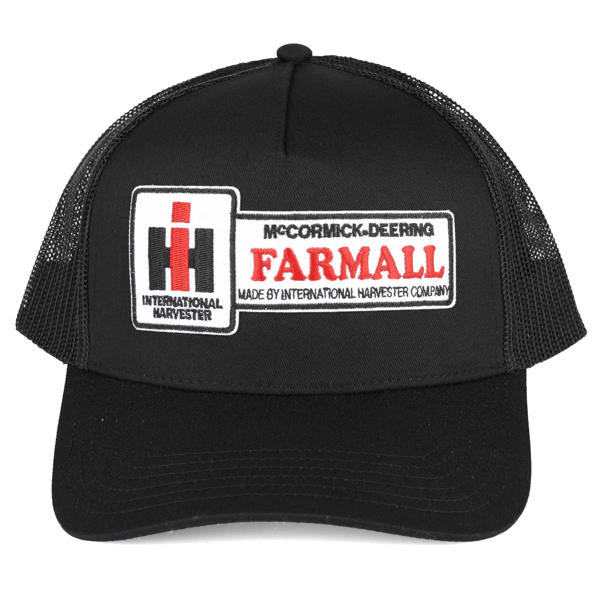 Black McCormick Deering Farmall Logo Mesh Back Trucker Hat - Image 2