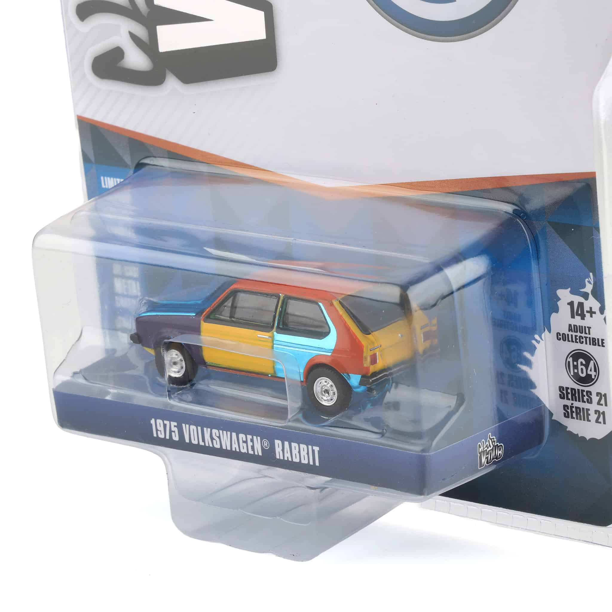 Blue Chrome Chase ~ 1/64 1975 Volkswagen Rabbit Harlequin Tribute, Club Vee-Dub Series 21 - Image 3