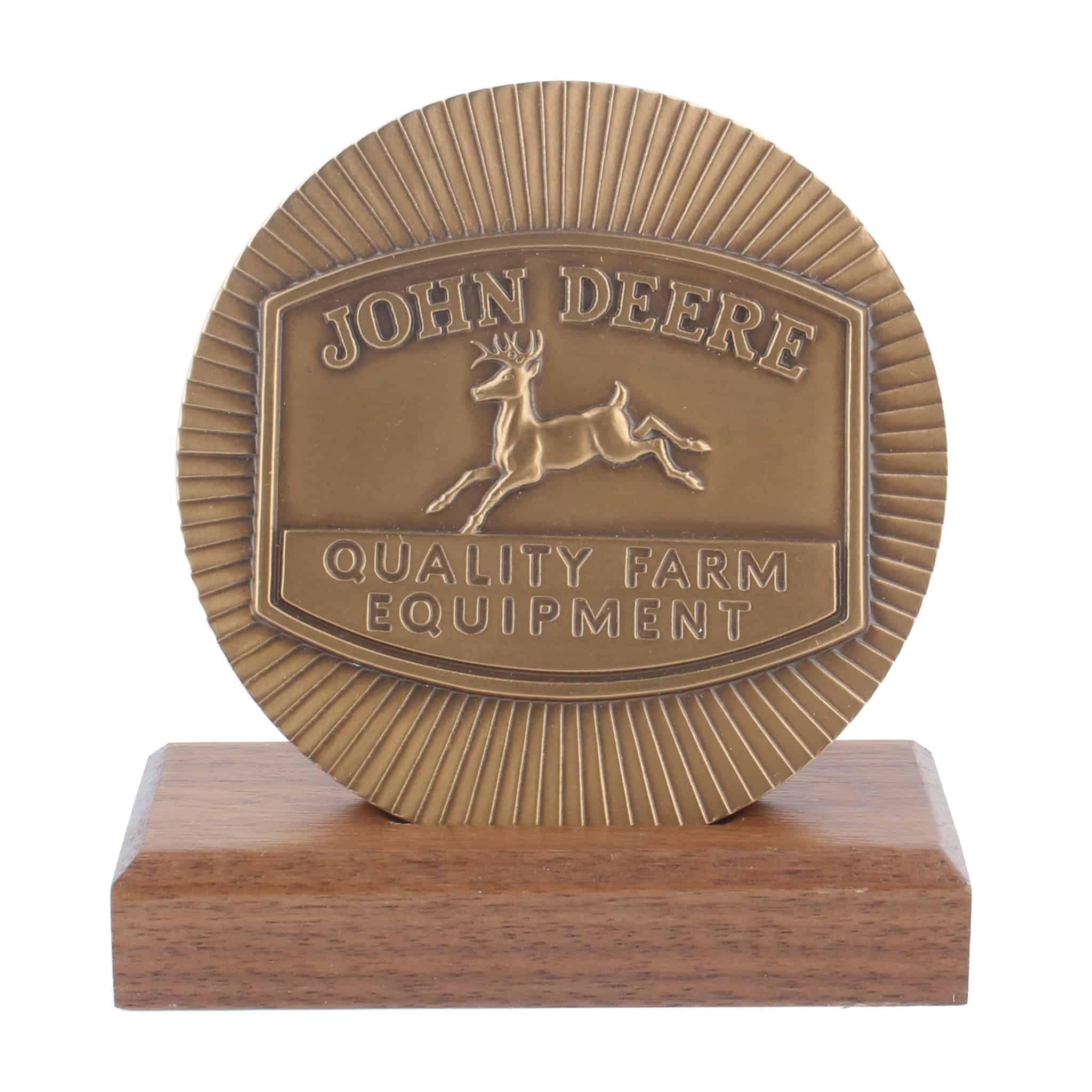 Bronze 1986 John Deere Calendar Medallion with 1941 Historical 4 Legged Deer Trademark - Image 2
