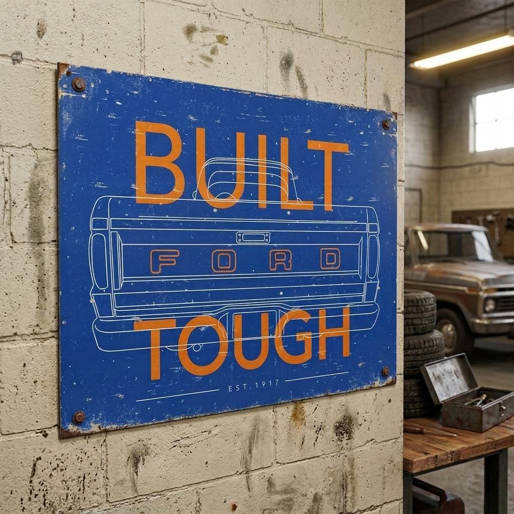 Built Ford Tough Est. 1917 Artwork Tin Sign 16" x 12.5" - Image 4