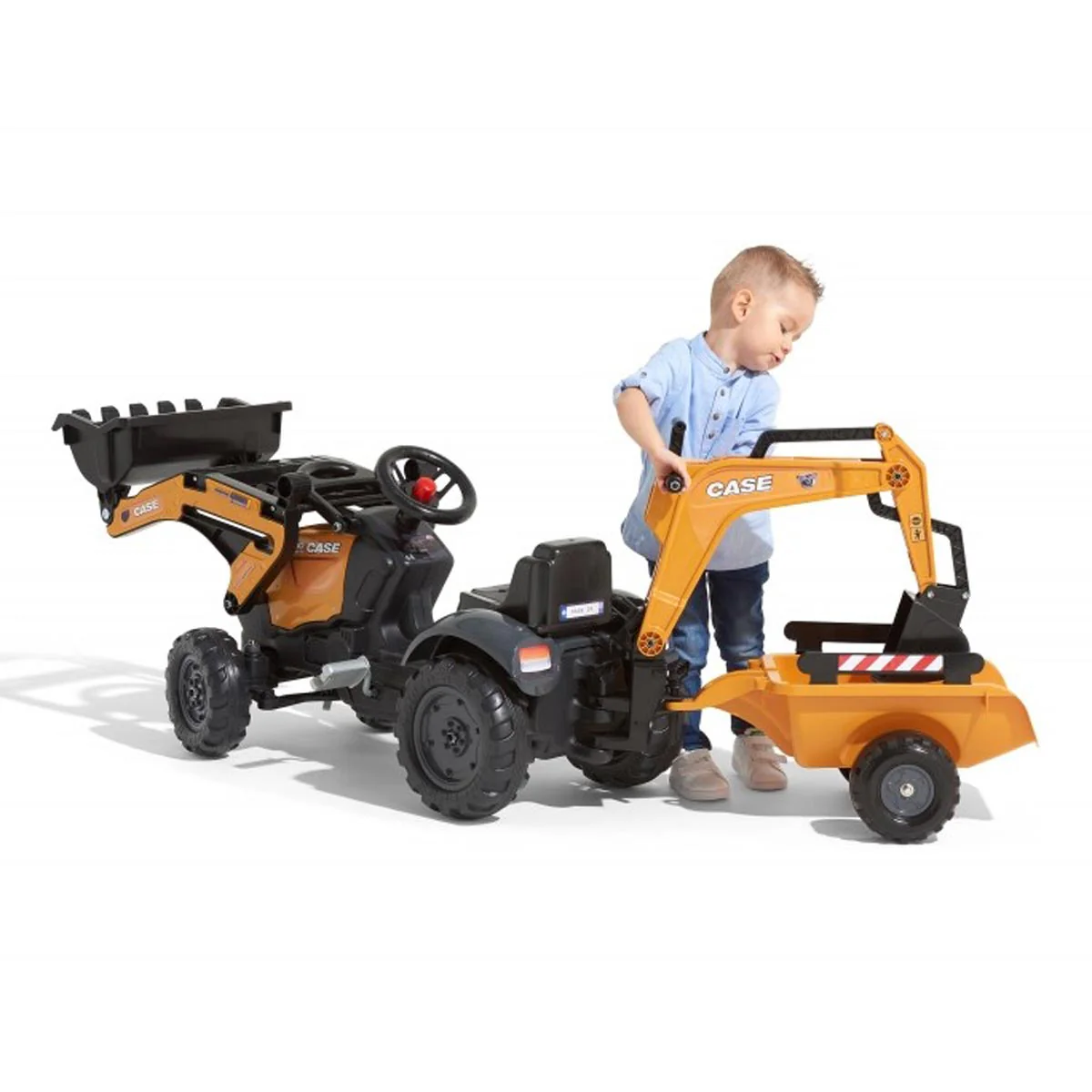 Case Construction Pedal Backhoe with Rear Excavator and Trailer - Image 3