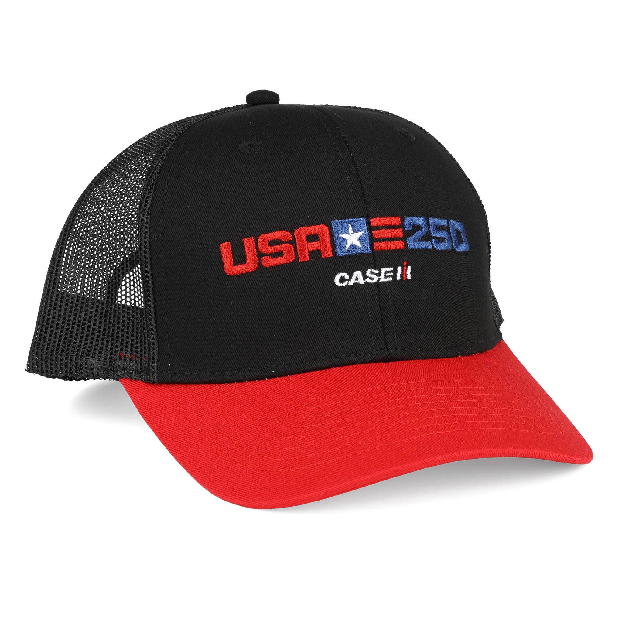 Case IH 250 USA Red and Black Twill Cap with Black Mesh - Image 2