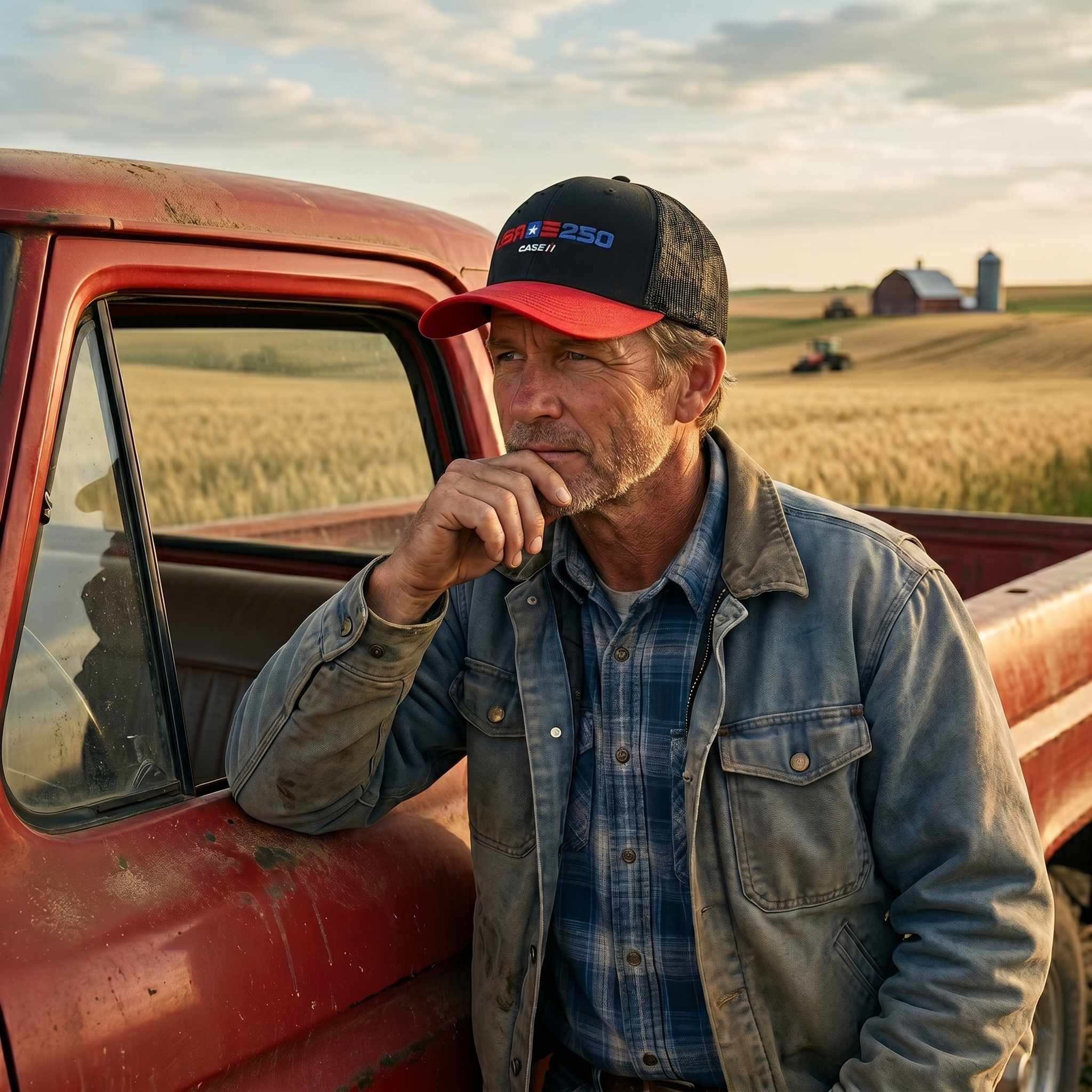 Case IH 250 USA Red and Black Twill Cap with Black Mesh - Image 5