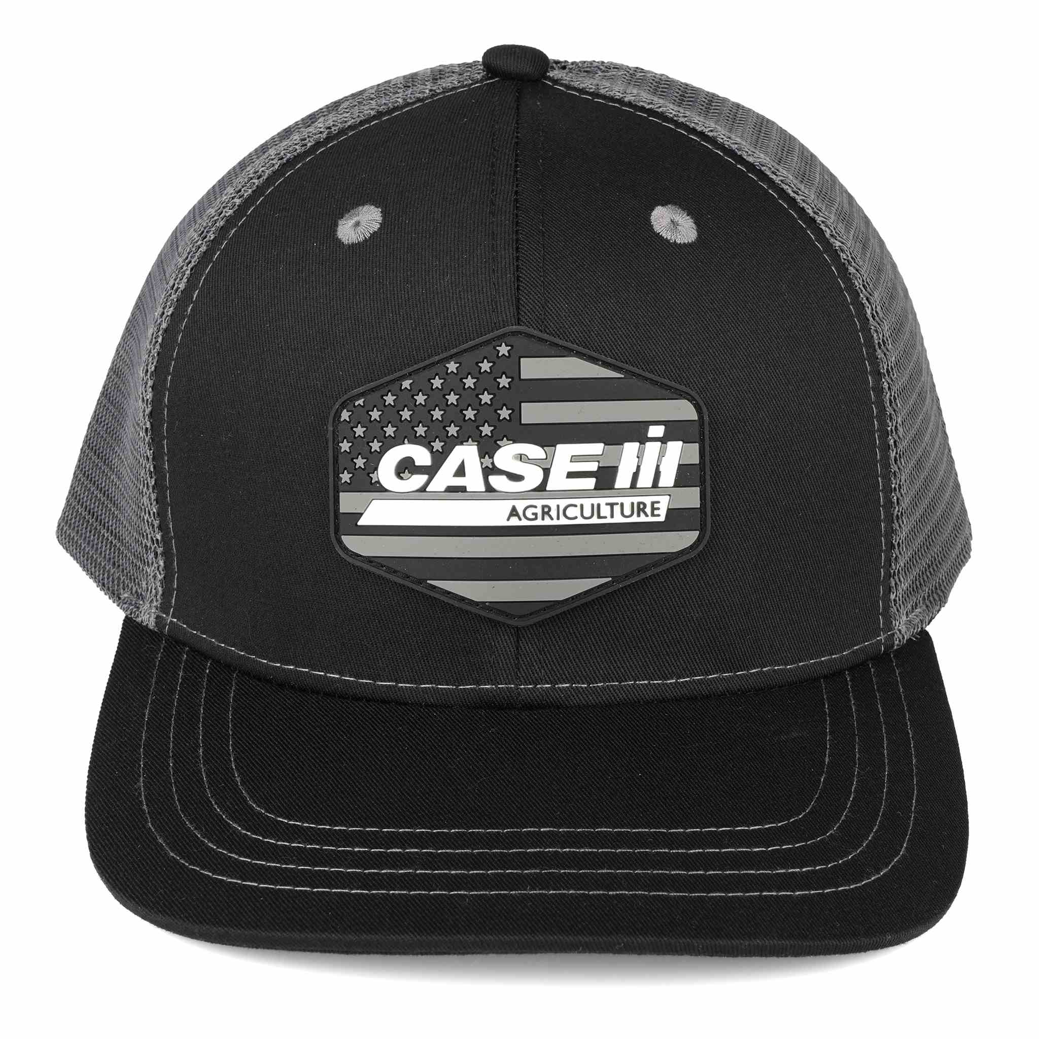 Case IH Black & White Mesh Back Rubber American Flag Patch Trucker Cap - Image 2
