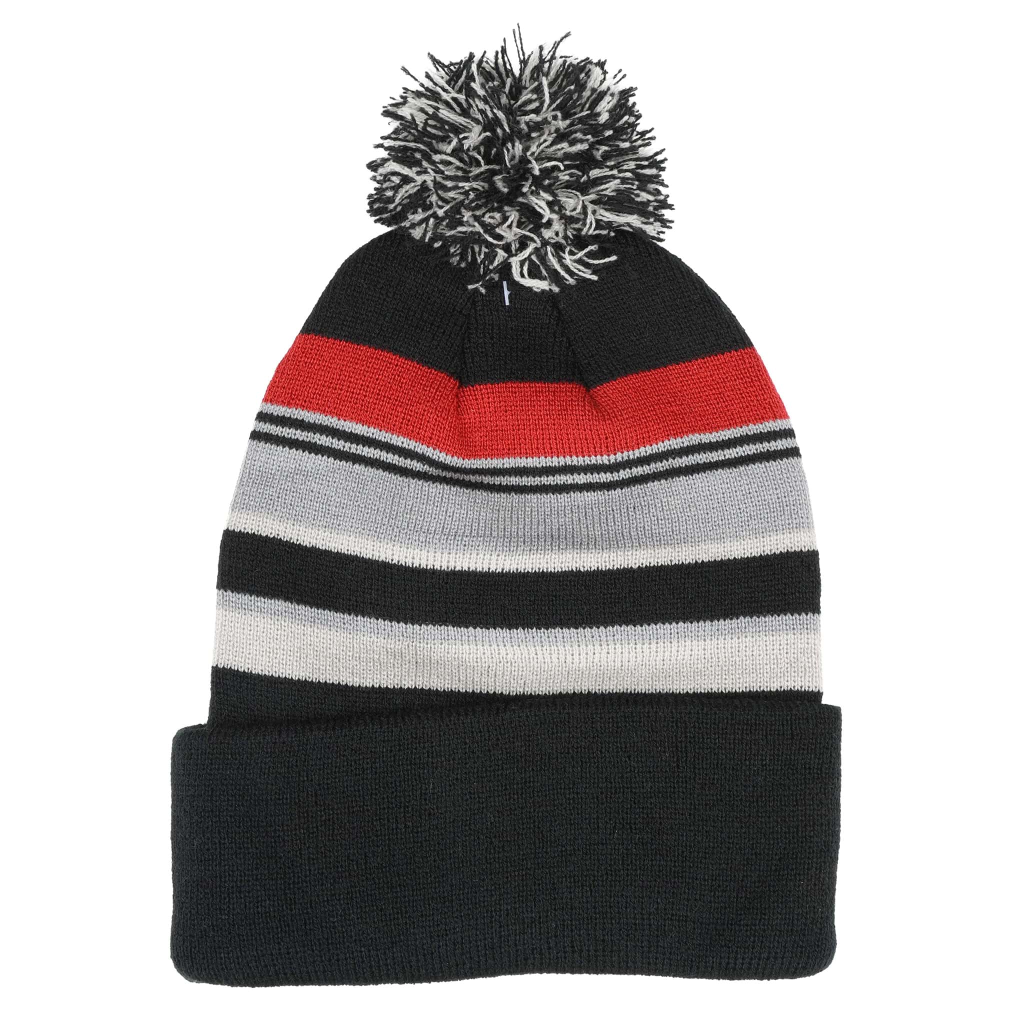 Case IH Pom Beanie with Black, Red & Gray Stripes - Image 2