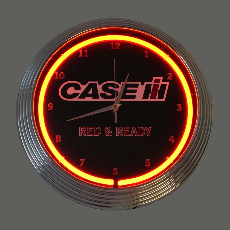 Case IH Red & Ready Neon Clock - Image 2