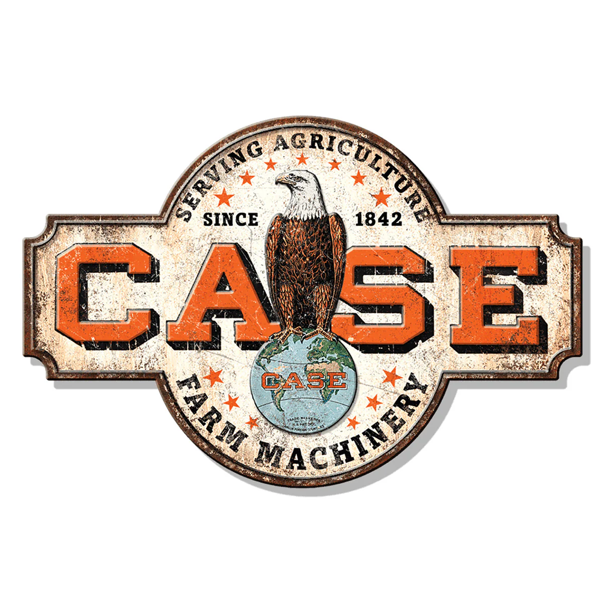 Case Old Abe Farm Machinery Embossed 22.5" x 15" Tin Sign