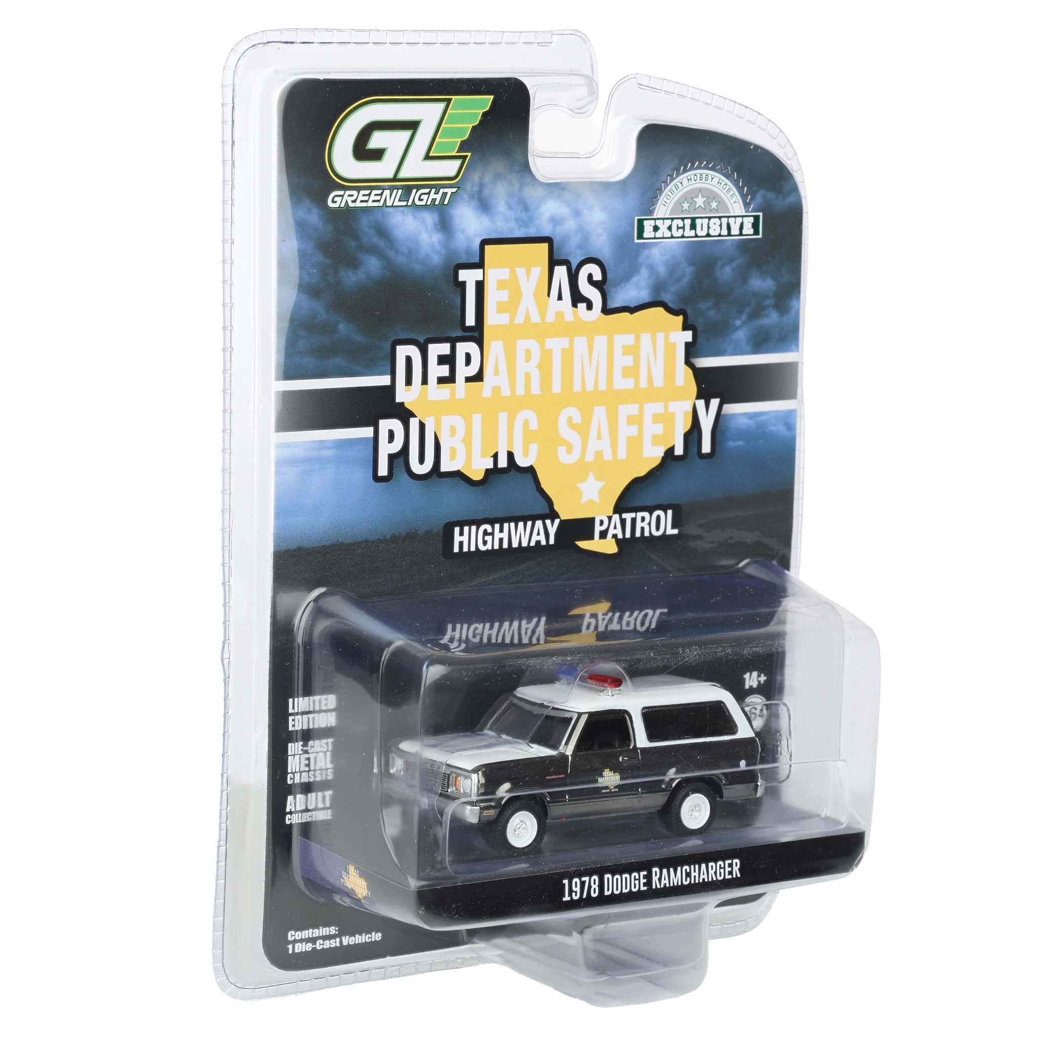 Charcoal Chrome Super Chase Unit ~ 1/64 1978 Dodge Ramcharger, Texas Department of Public Safety, Hobby Exclusive Hot Pursuit - Image 2