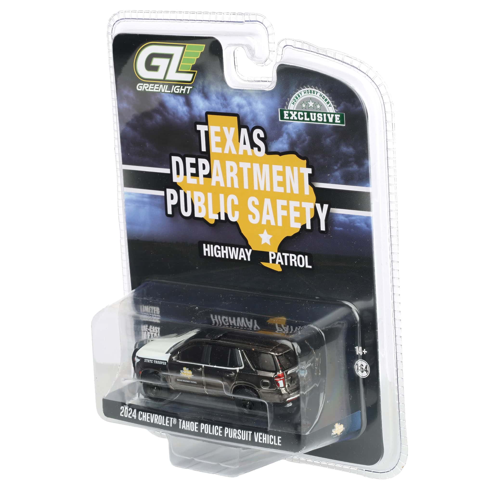 Charcoal Chrome Super Chase Unit ~ 1/64 2024 Chevrolet Tahoe Police Pursuit Vehicle, Texas Highway Patrol, Hobby Exclusive Hot Pursuit - Image 3