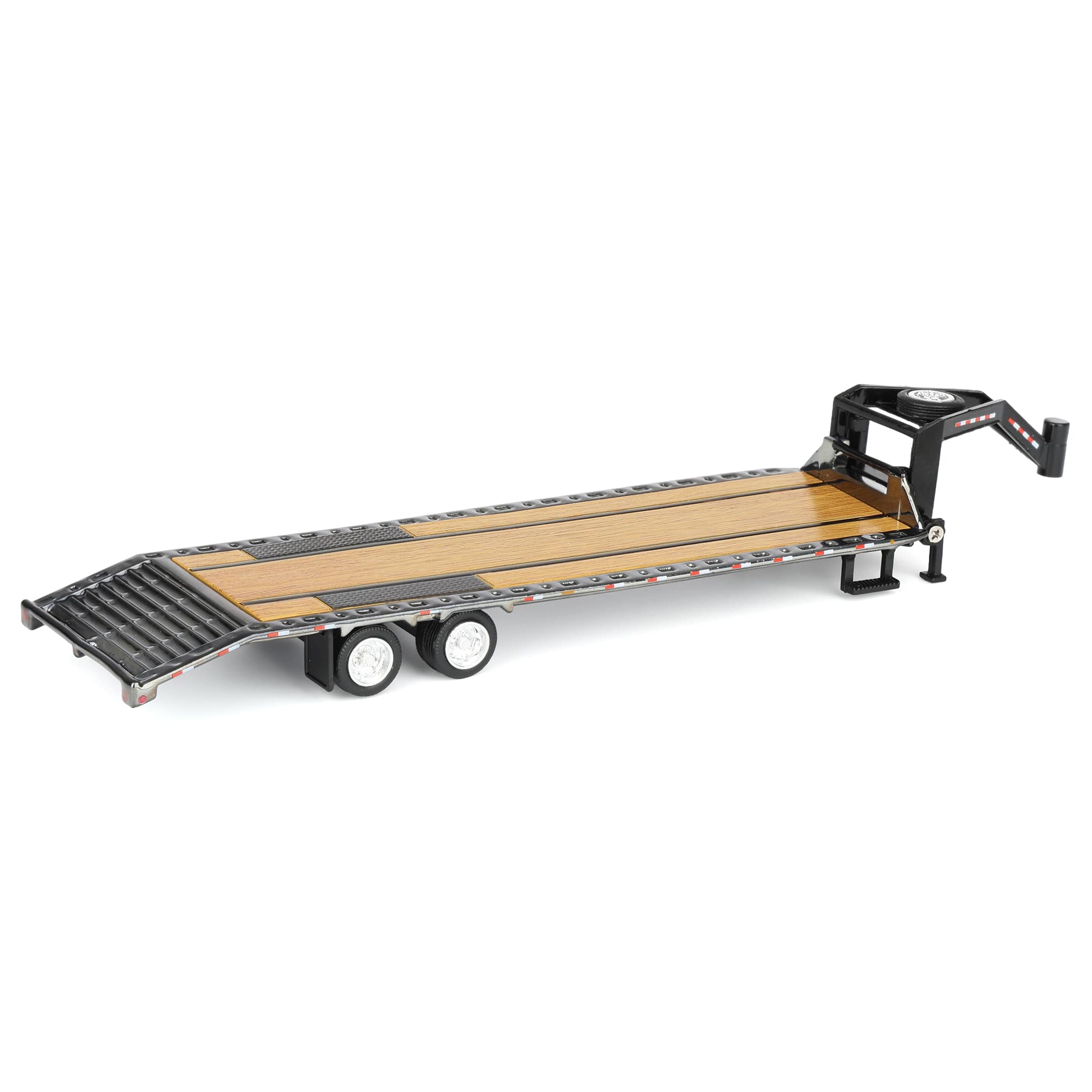 Charcoal Chrome Super Chase Unit ~ 1/64 Gooseneck Trailer with Red & White Conspicuity Stripes
