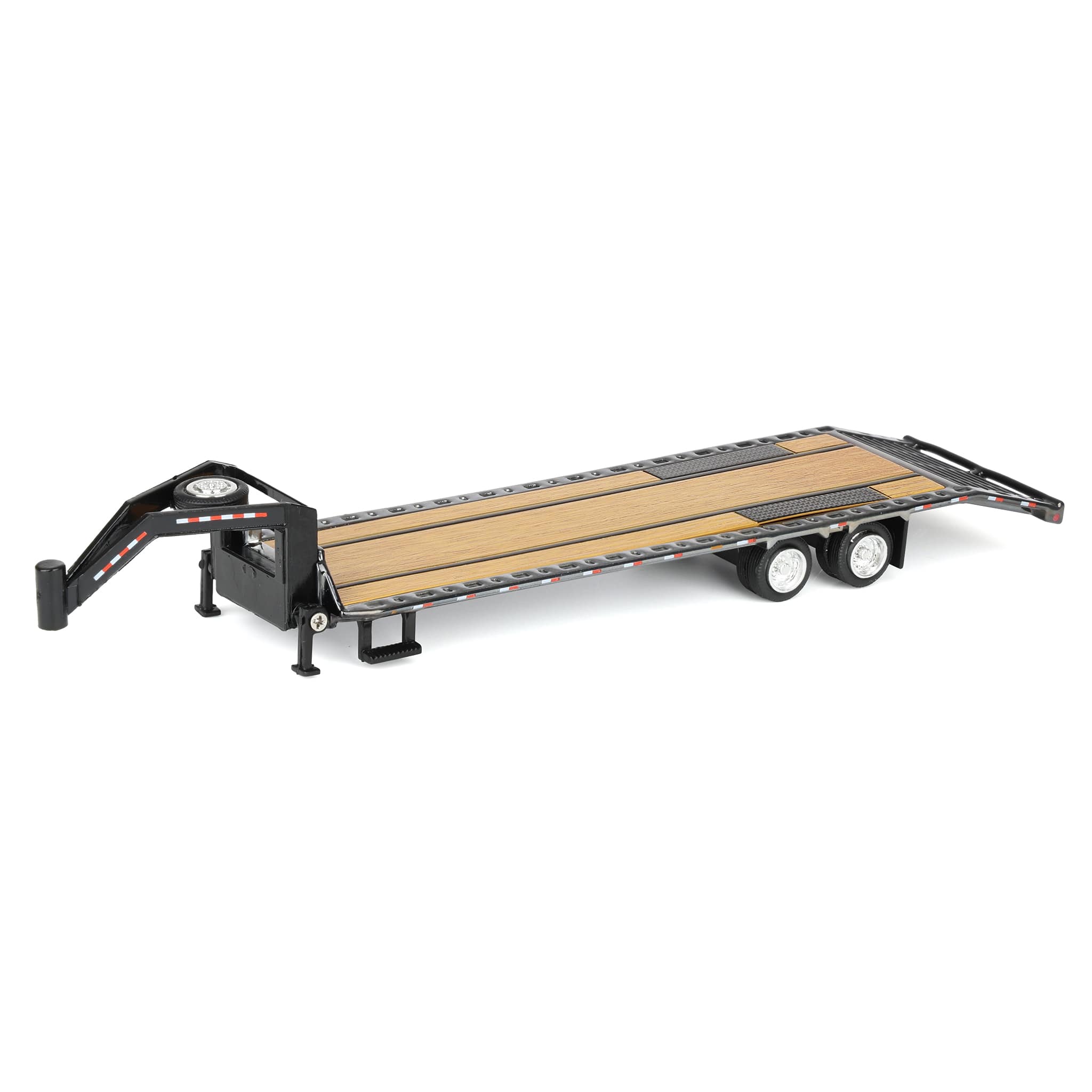 Charcoal Chrome Super Chase Unit ~ 1/64 Gooseneck Trailer with Red & White Conspicuity Stripes - Image 2