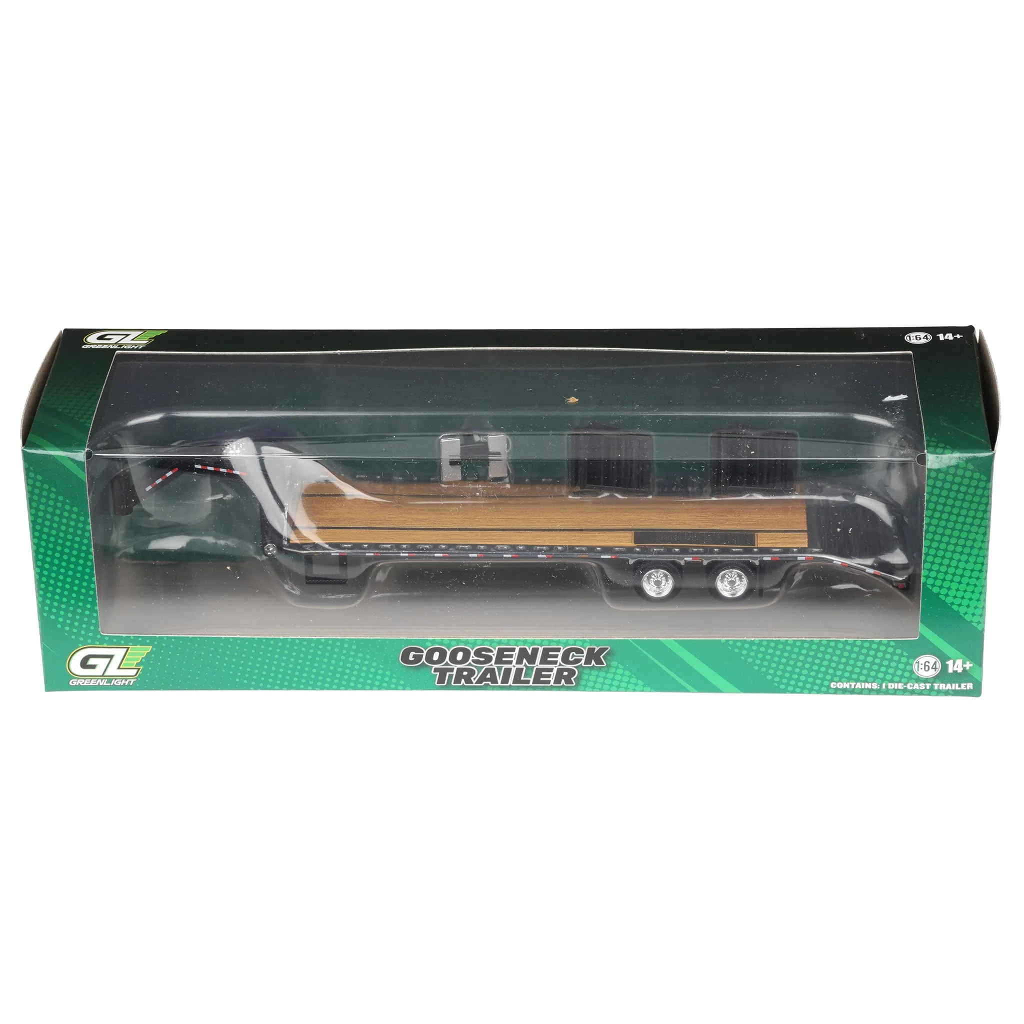 Charcoal Chrome Super Chase Unit ~ 1/64 Gooseneck Trailer with Red & White Conspicuity Stripes - Image 3