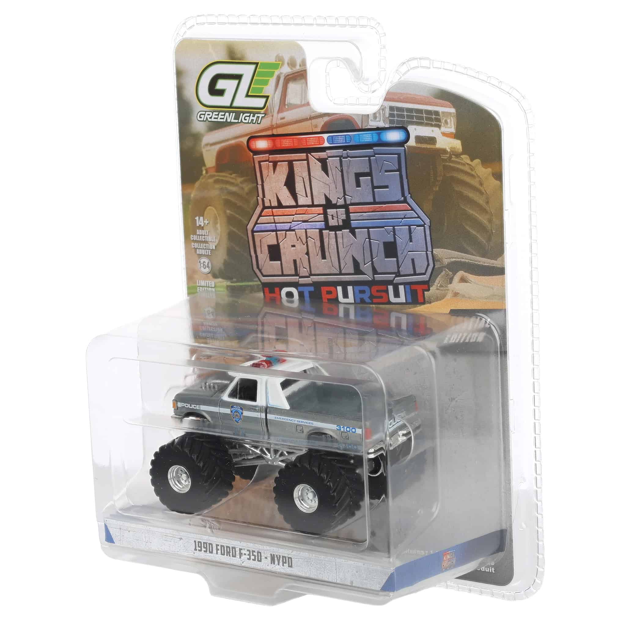 Raw Chase Unit ~ 1/64 1990 Ford F-350, NYPD, Kings of Crunch x Hot Pursuit Special Edition Series 17 - Image 3