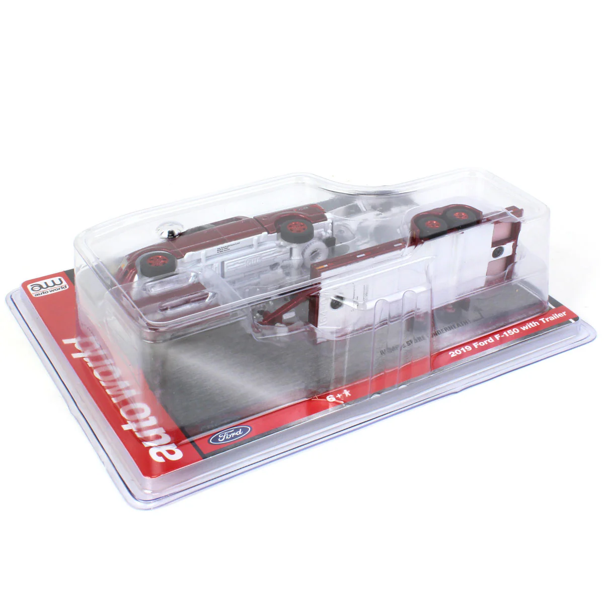 Chase Unit ~ 1/64 Cherry Red 2019 Ford F-150 with Red Trailer & Red Wheels by Auto World - Image 2