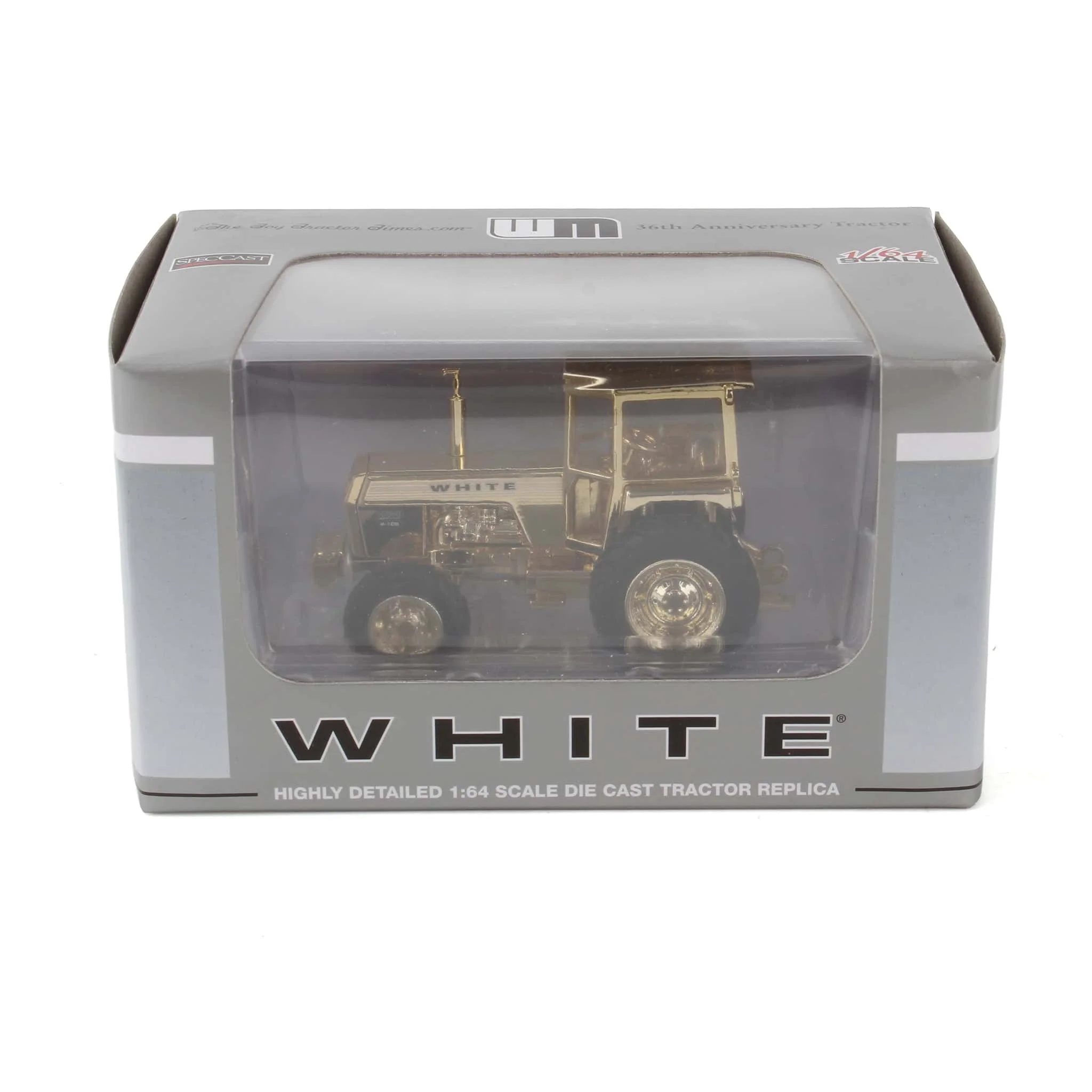 Chase Unit - 1/64 GOLD PLATED High Detail White Field Boss 2-105 FWA with Cab, 2018 Toy Tractor Times Limited Edition