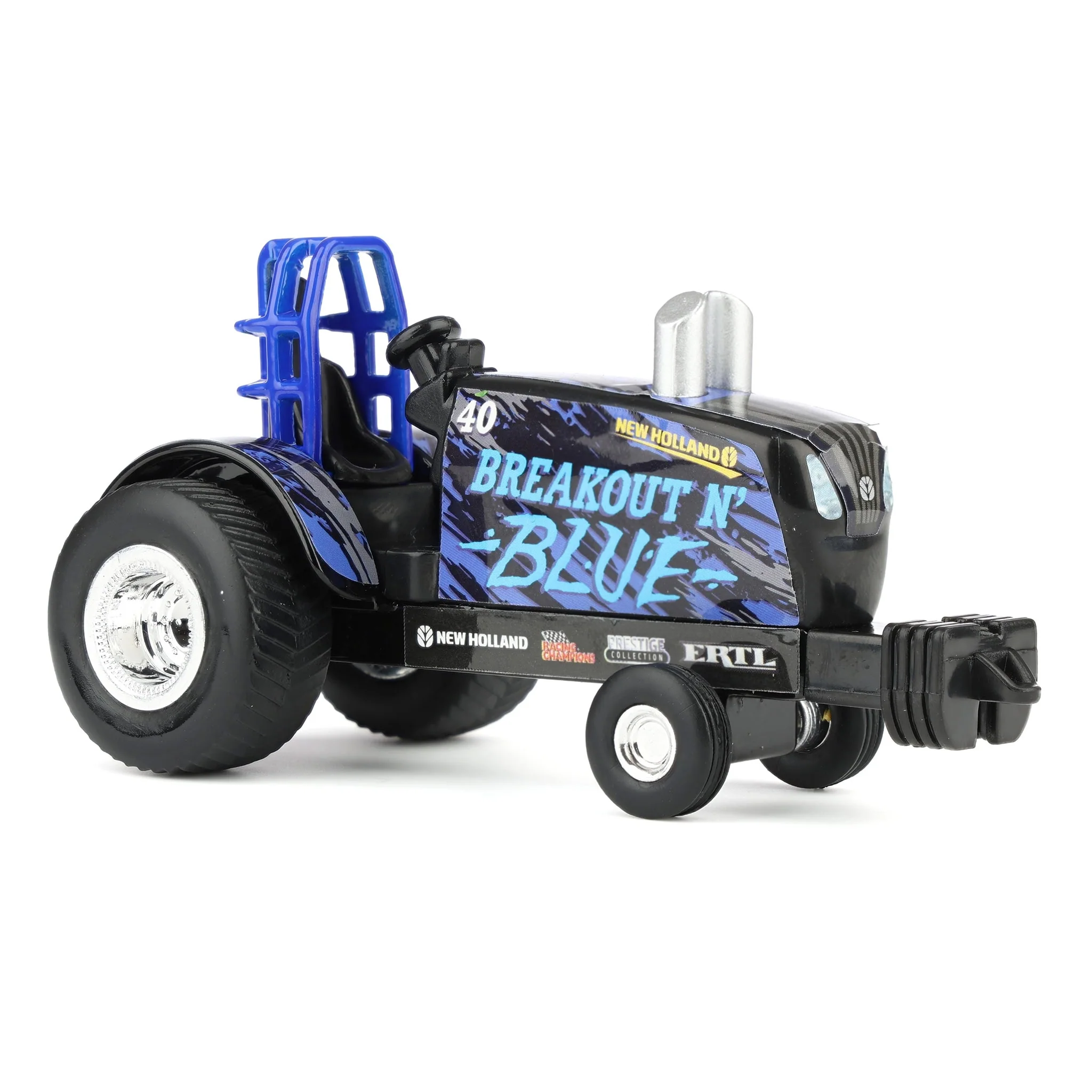 Chase Unit ~ 1/64 New Holland Pulling Tractor Toy, "Breakout N' Blue" - Image 2