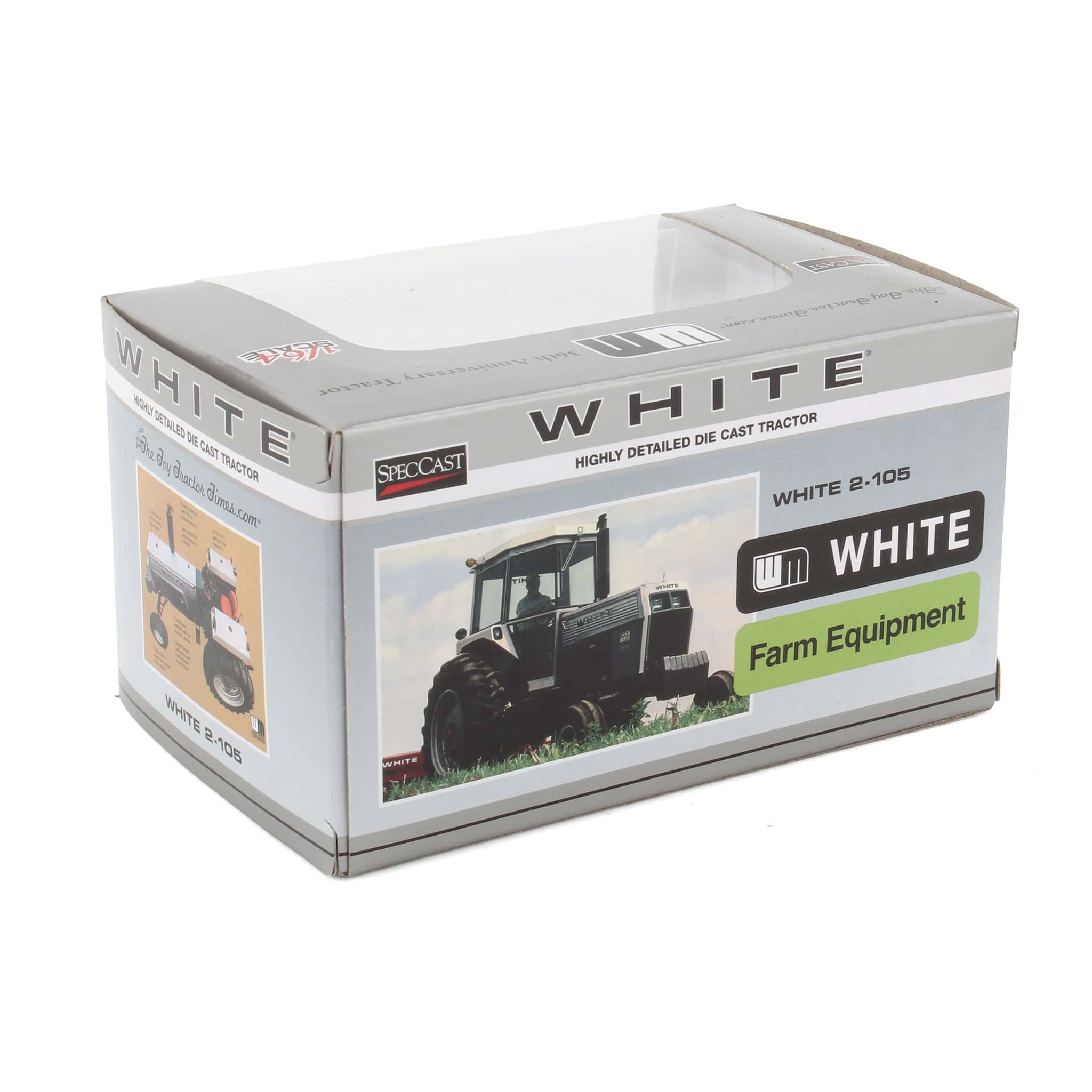 Chase Unit - 1/64 SILVER High Detail White Field Boss 2-105 with Cab, 2018 Toy Tractor Times Limited Edition - Image 2